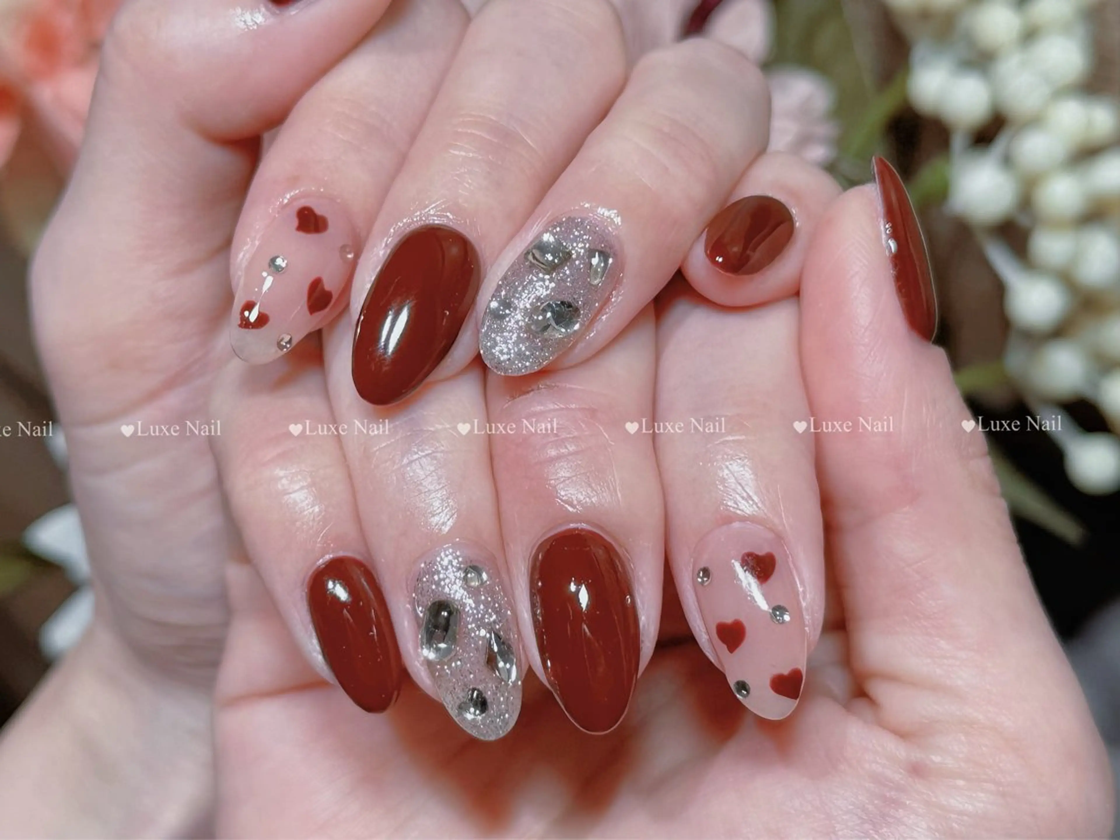 ネイル フラッシュネイル フットネイル フレンチネイル ジェルネイル ガラスフレンチ ハンドネイル Luxe Nail Salonのネイルデザイン