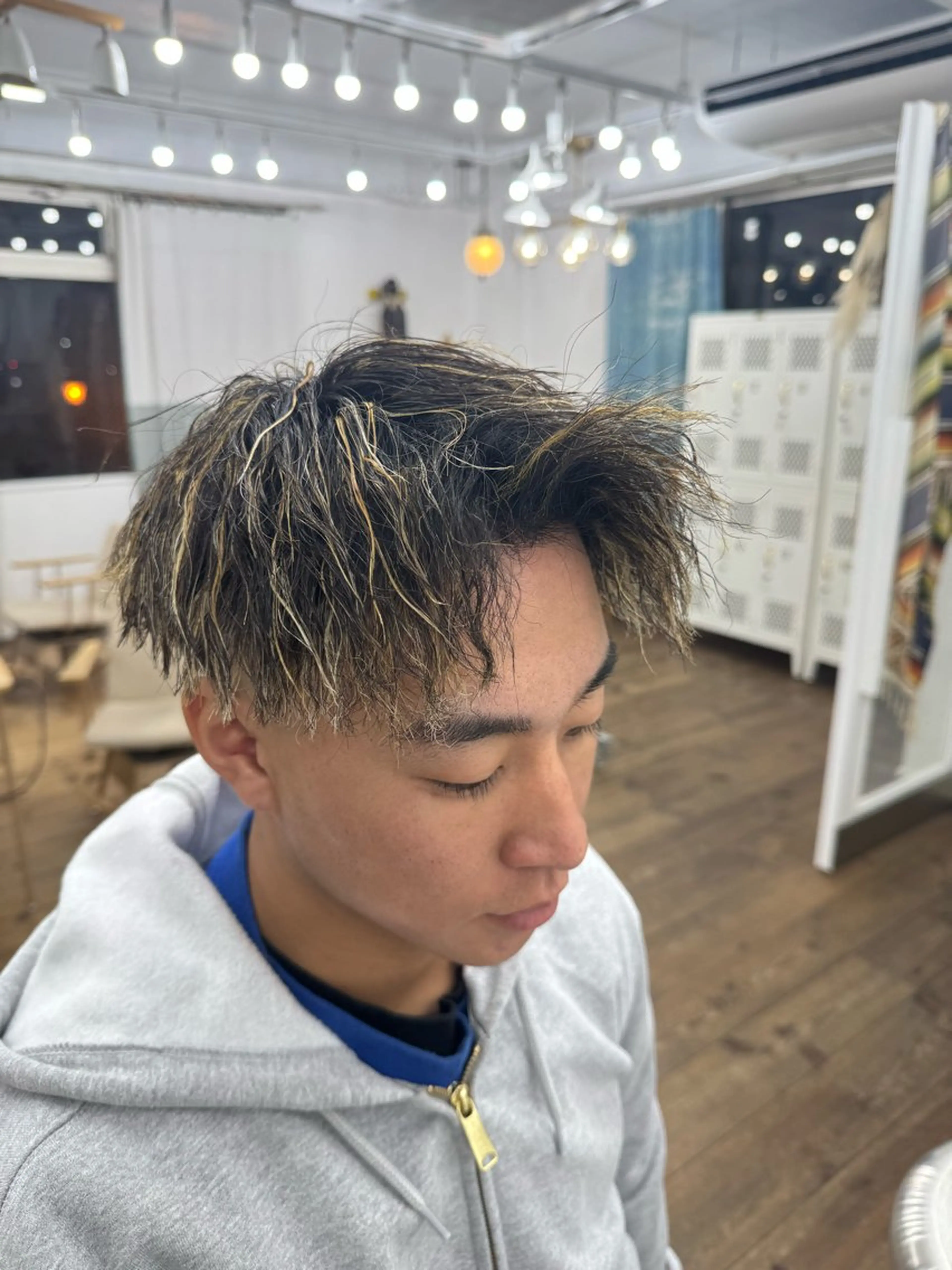 ショート カラー パーマ メンズ アップバング メンズ特化サロン ユウヘイのヘアスタイル