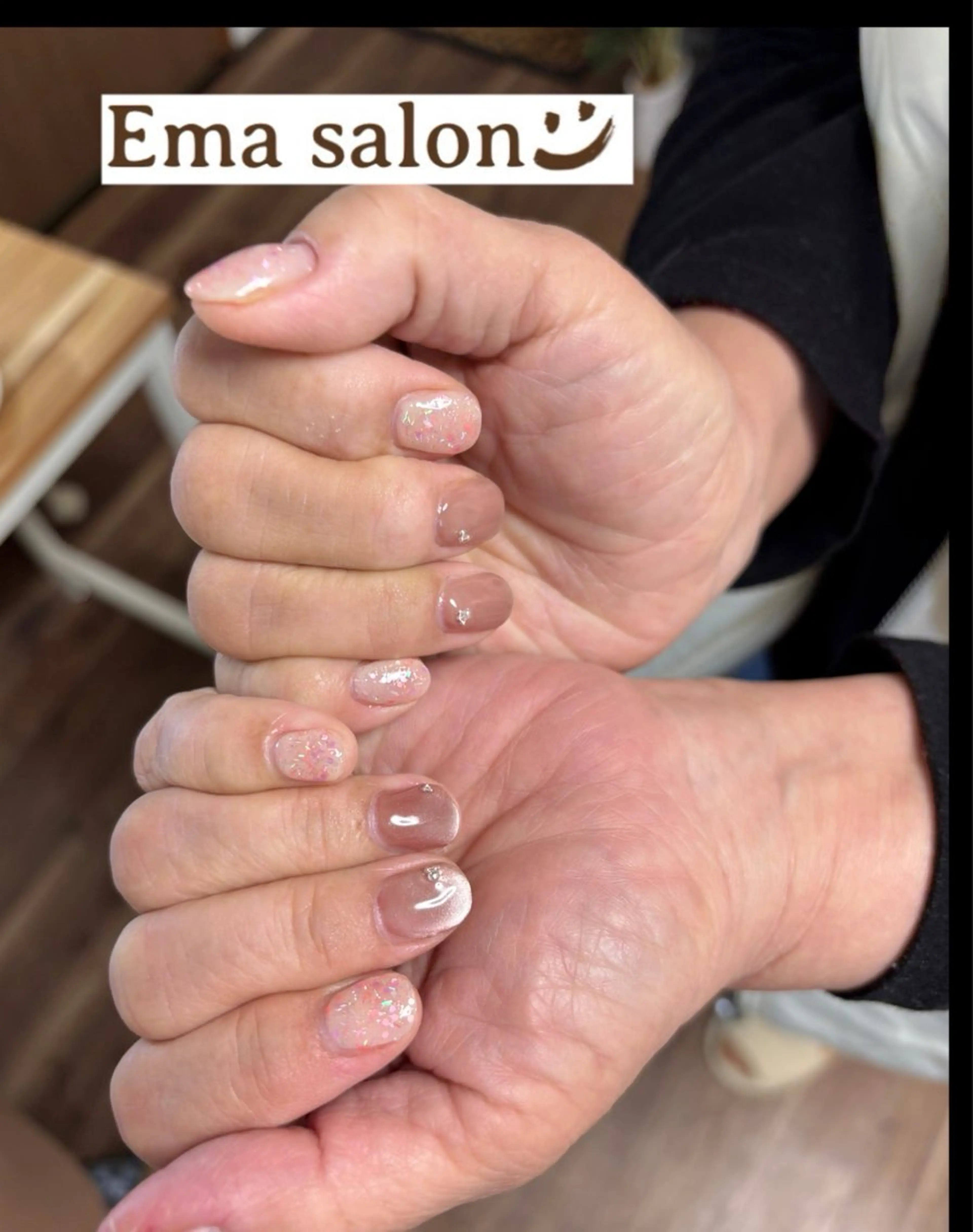 ネイル キラキラネイル マグネットネイル ピンク Ema salon hiromiのネイルデザイン