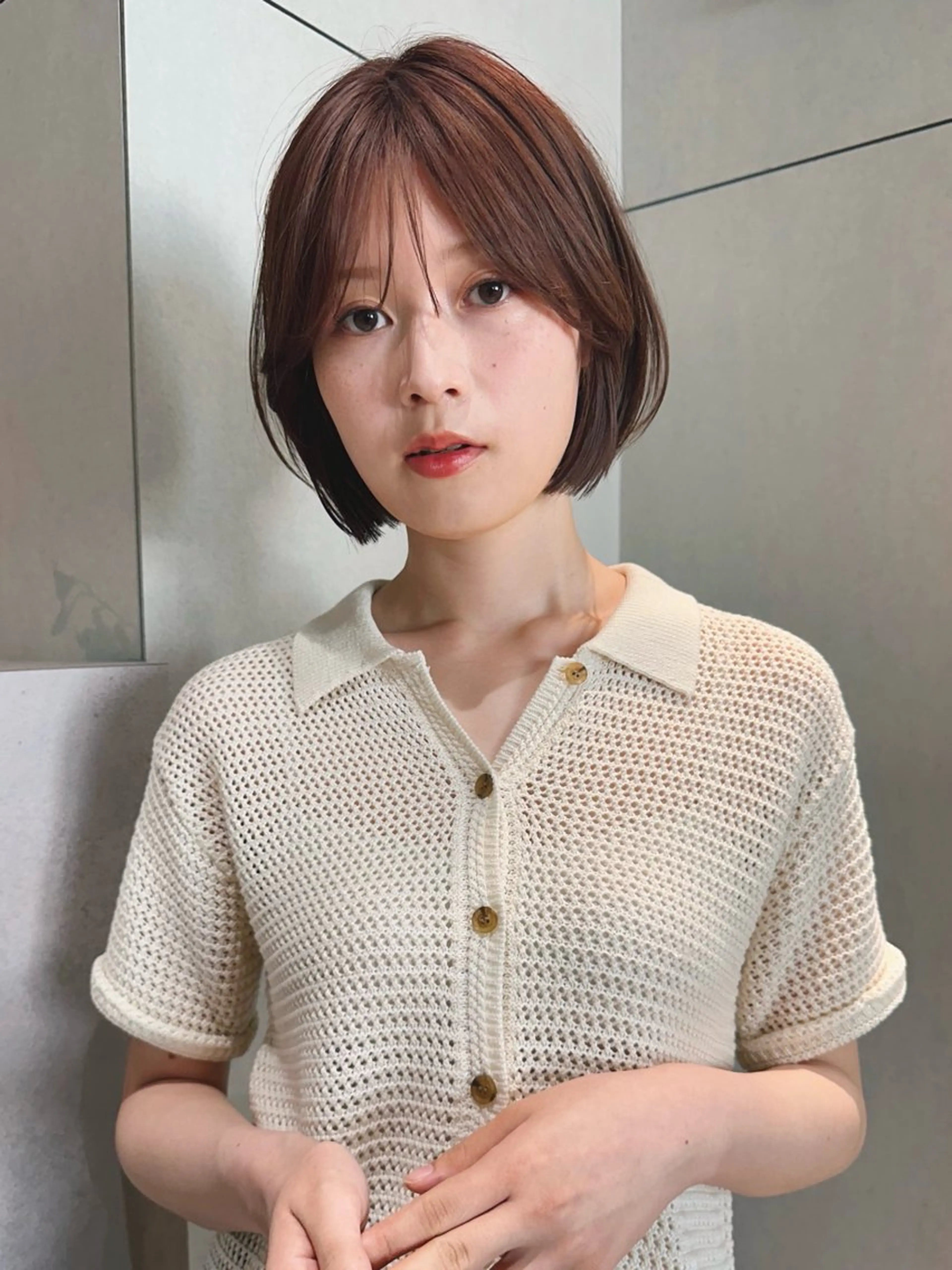 ショート カラー パーマ 🫧小顔×似合わせ× 透明感カラー🫧のヘアスタイル