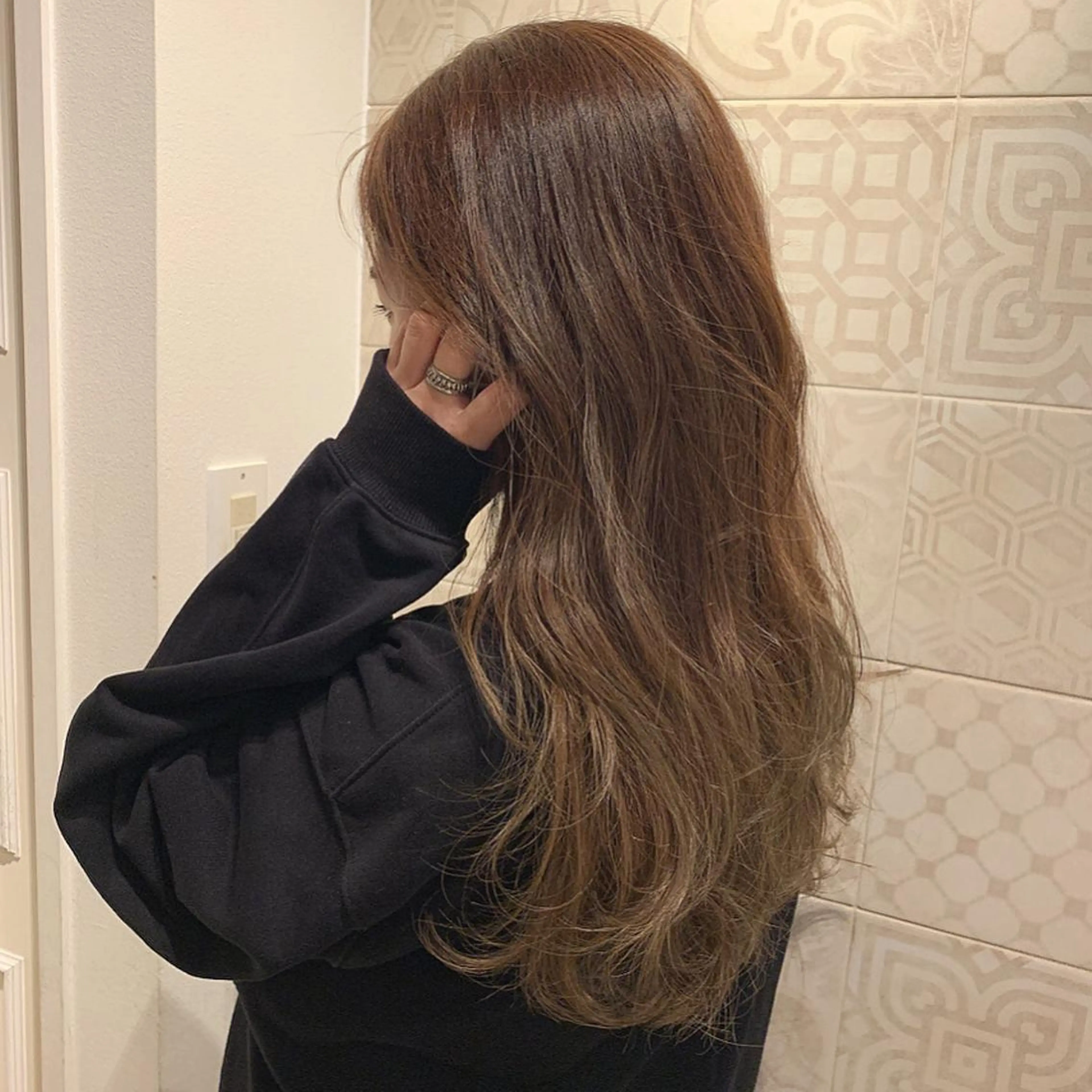 セミロング カラー カット ヘアカラー トリートメント Tamagawa Sakiのヘアスタイル