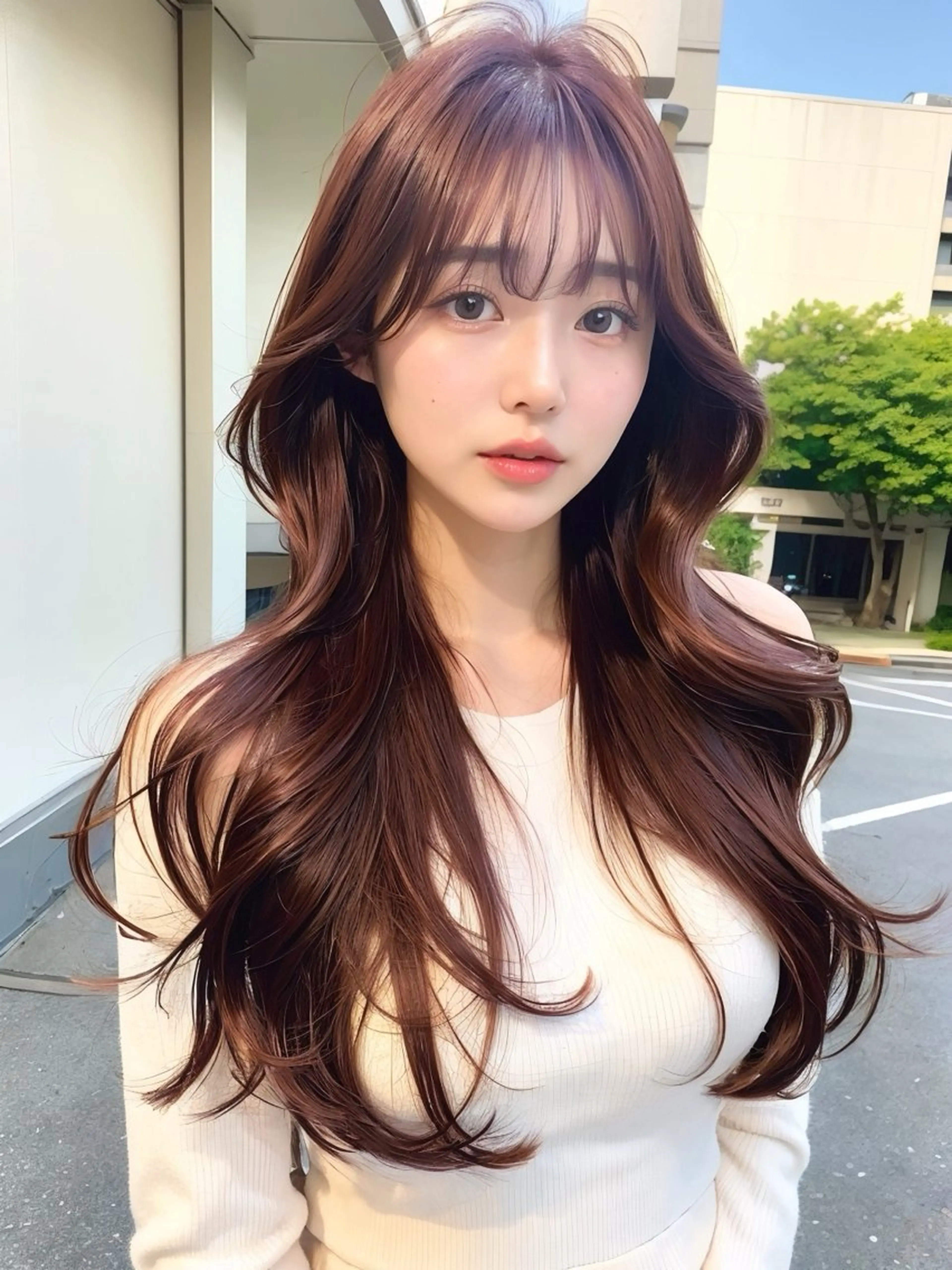 ロング ハイライト 髪質改善 韓国風ヘア レイヤーカット 縮毛矯正 カット ヘアカラー トリートメント 髪質改善/レイヤー/ ショート/koshiのヘアスタイル