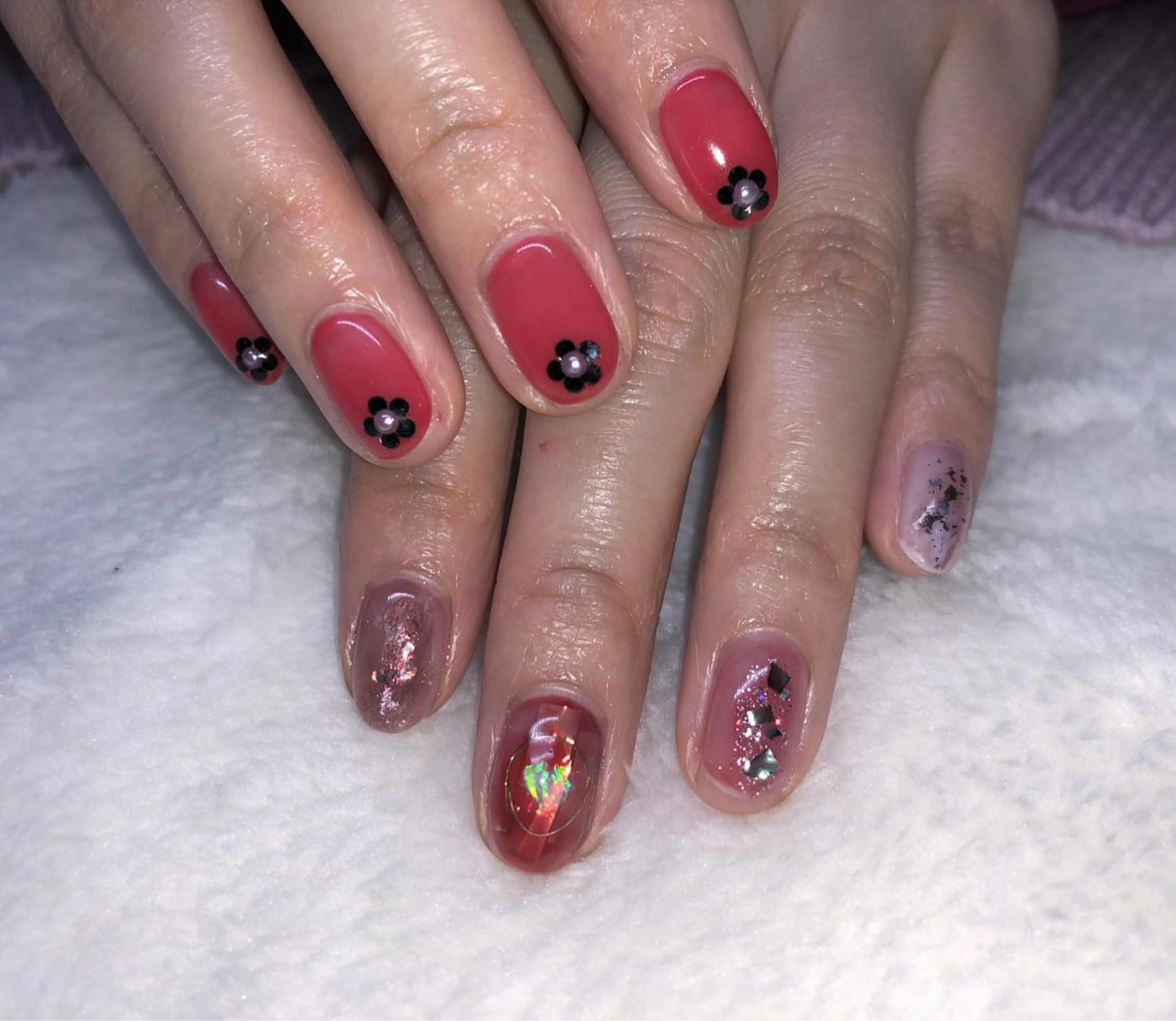 ネイル 赤色 ハンドネイル パラあり！フィルイン 美フォルムのネイルデザイン