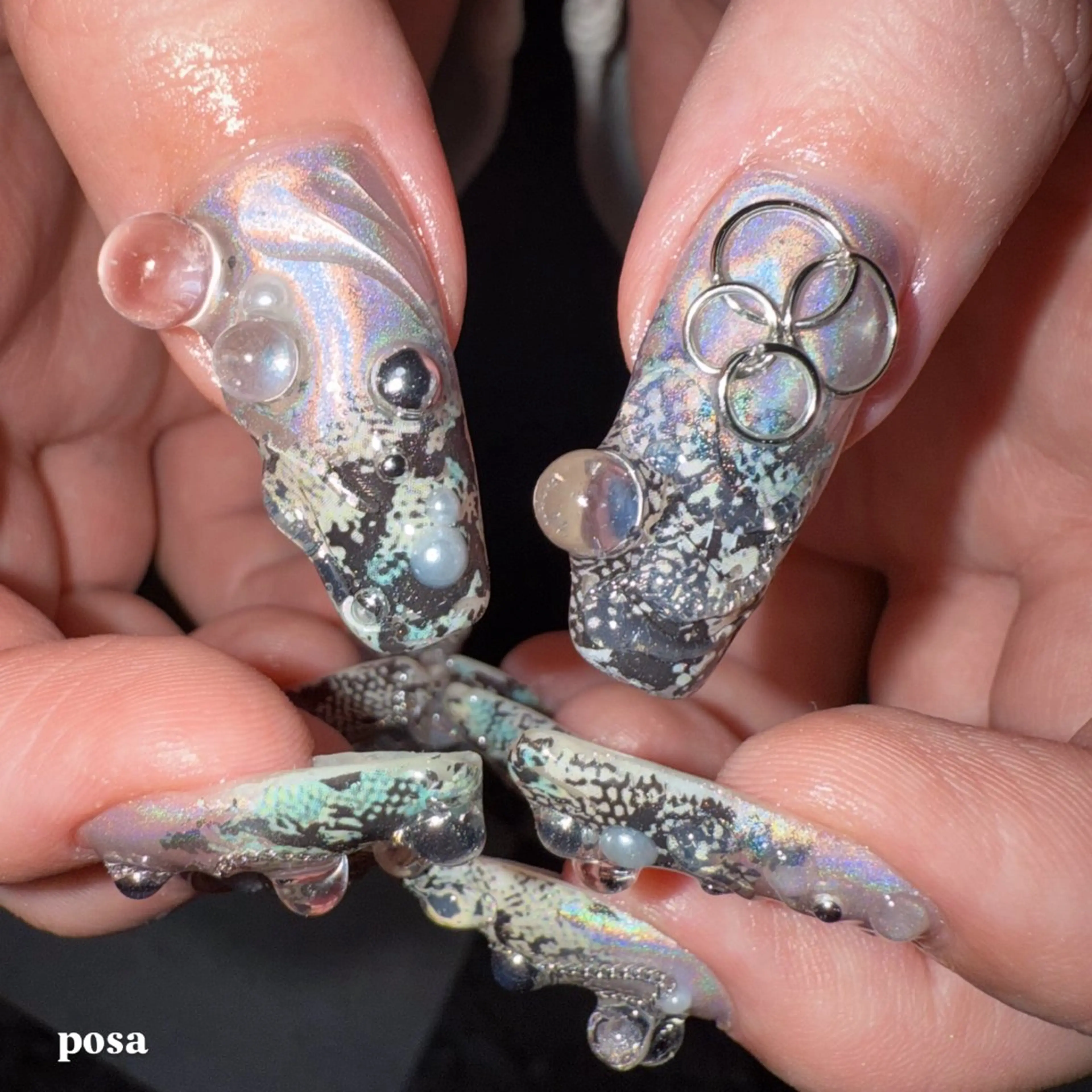 ネイル ミラーネイル ニュアンスネイル シンプルネイル ハンドネイル posa nail モエミのネイルデザイン