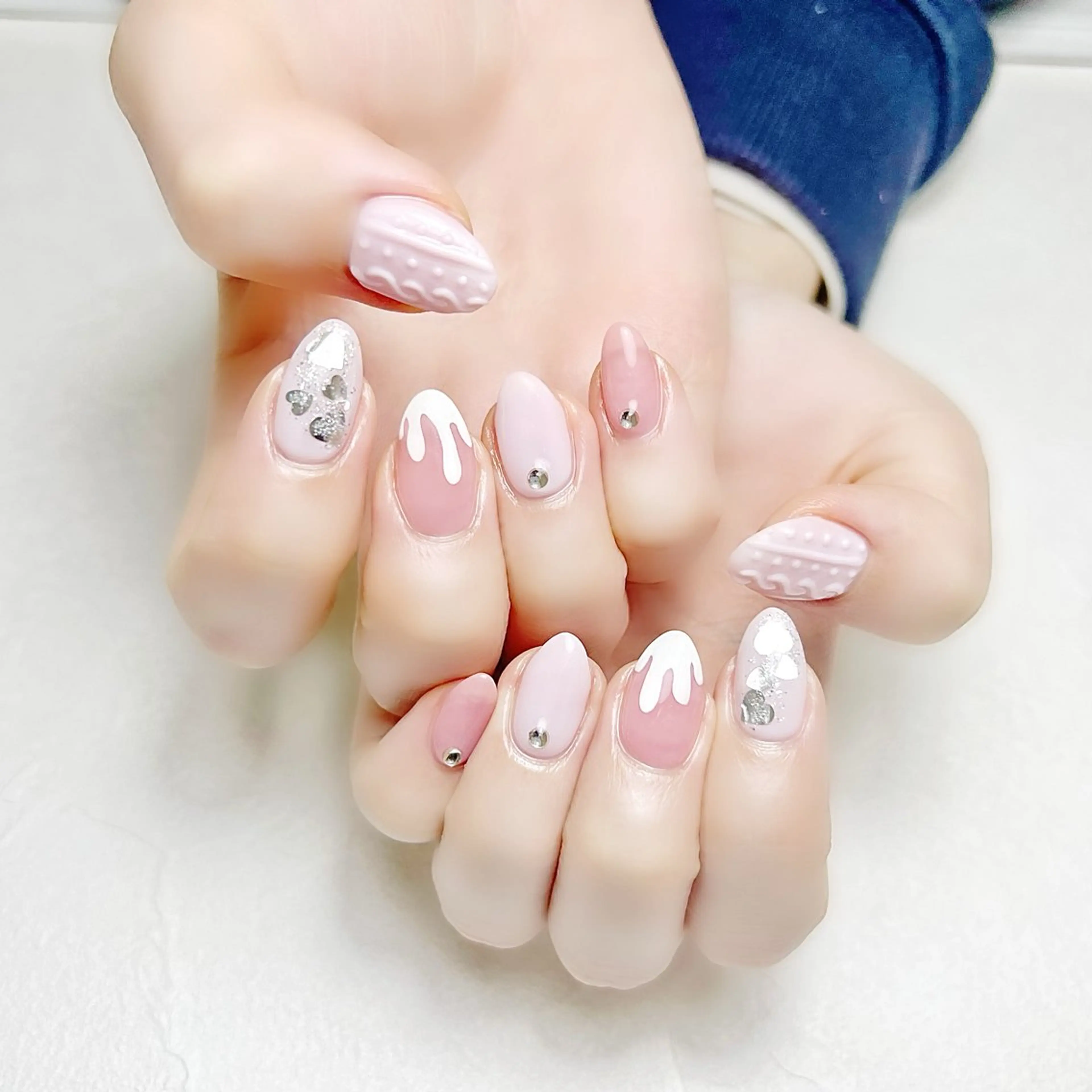 ネイル ガーリー ハート バレンタイン rouse nail RISATOのネイルデザイン