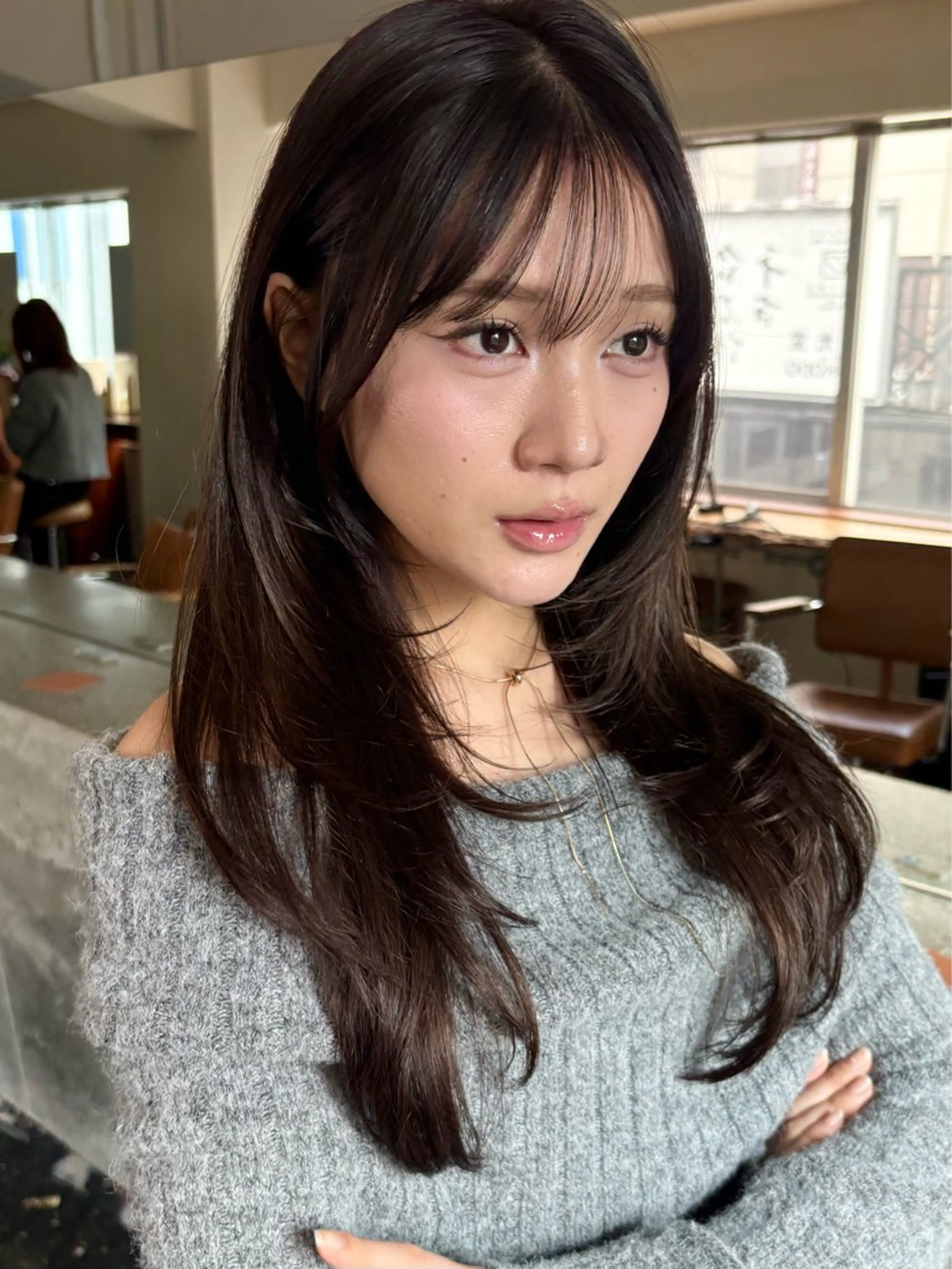 セミロング カット ヘアカラー トリートメント 透明感カラー/顔周り カット/ののか💞のヘアスタイル