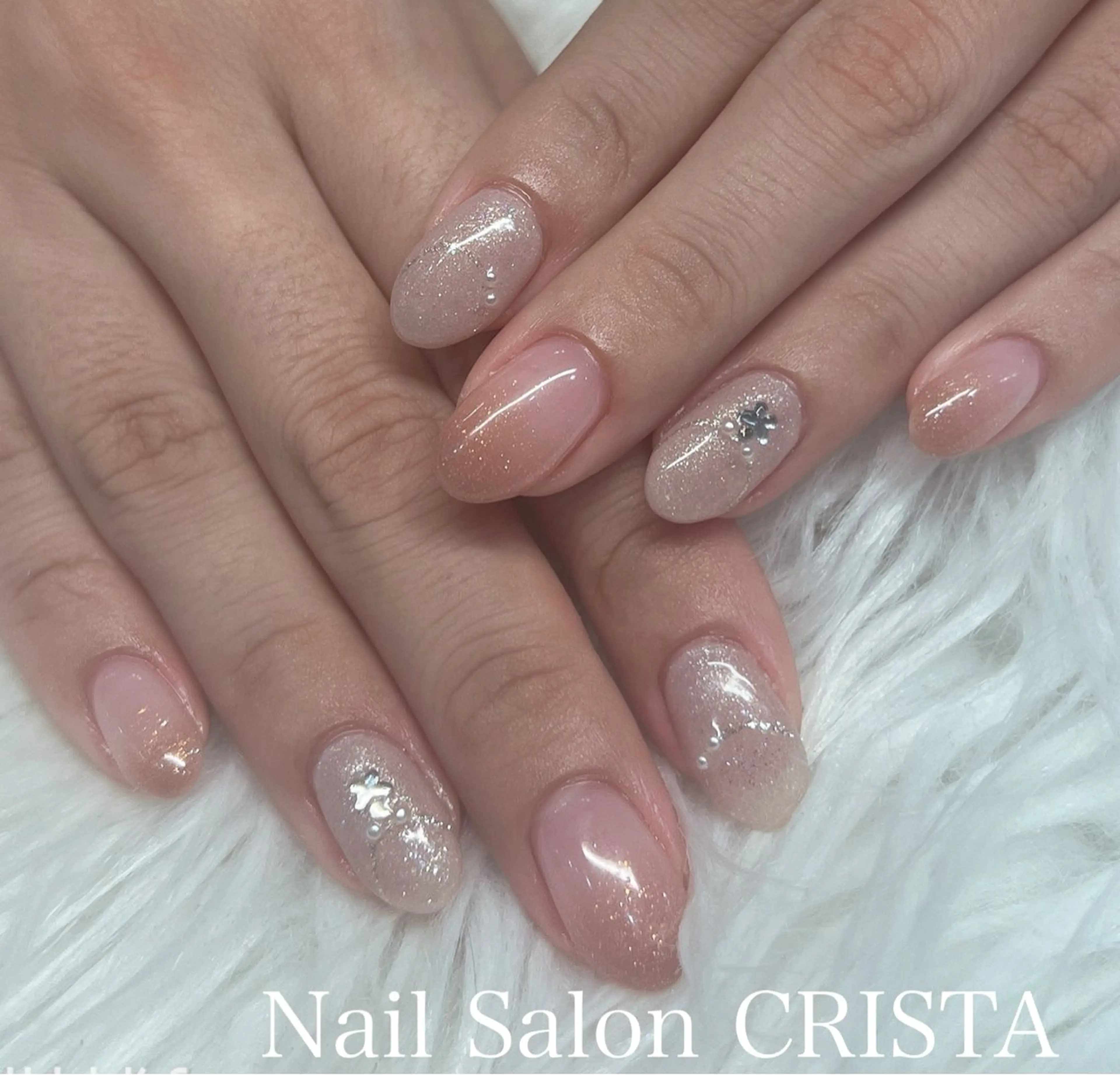 ネイル ジェルネイル ラメ(グリッター) パラジェル シルバー ハンドネイル CRISTA chikakoのネイルデザイン