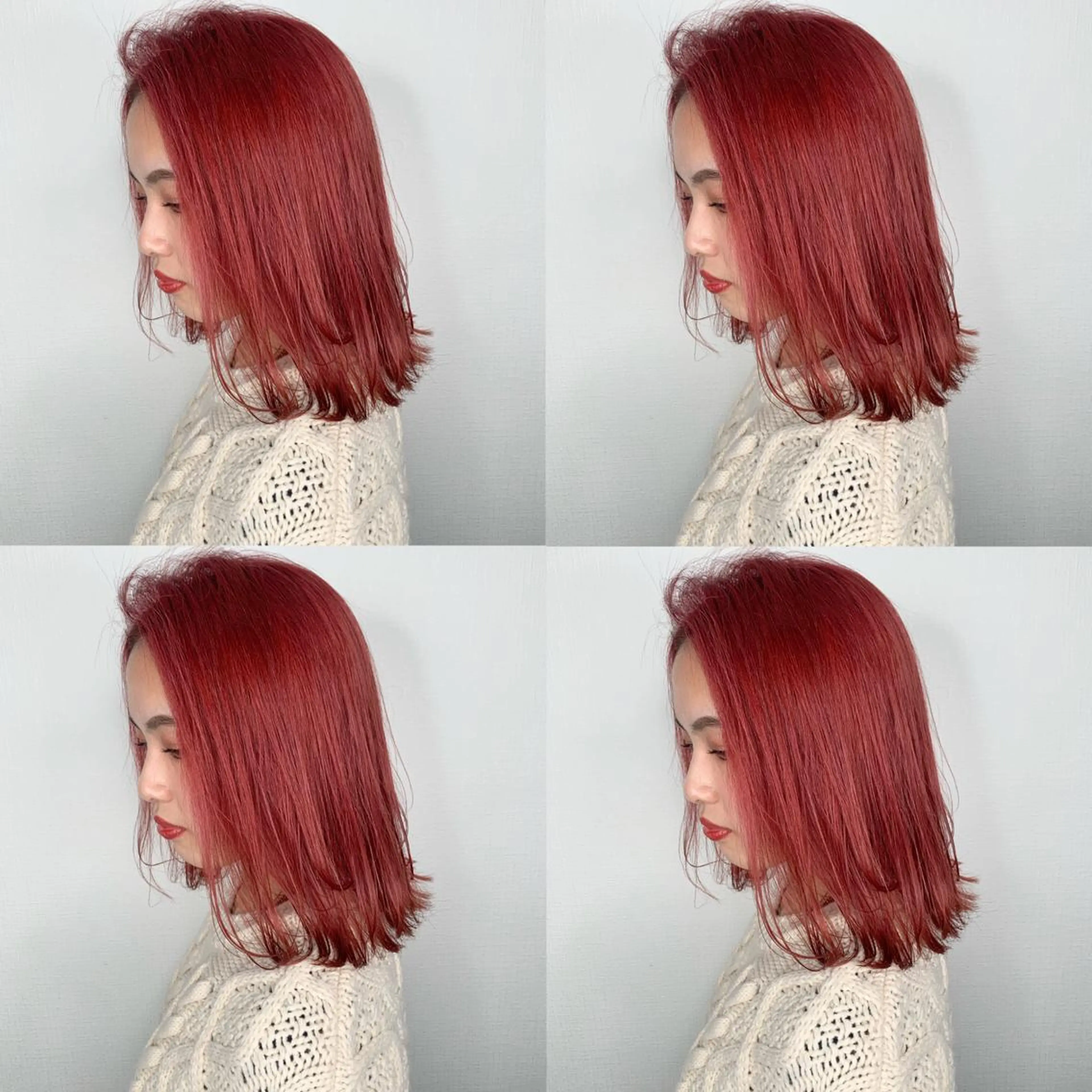 セミロング カラー ブリーチ ピンクカラー ヘアカラー 袴田 伊代のヘアスタイル