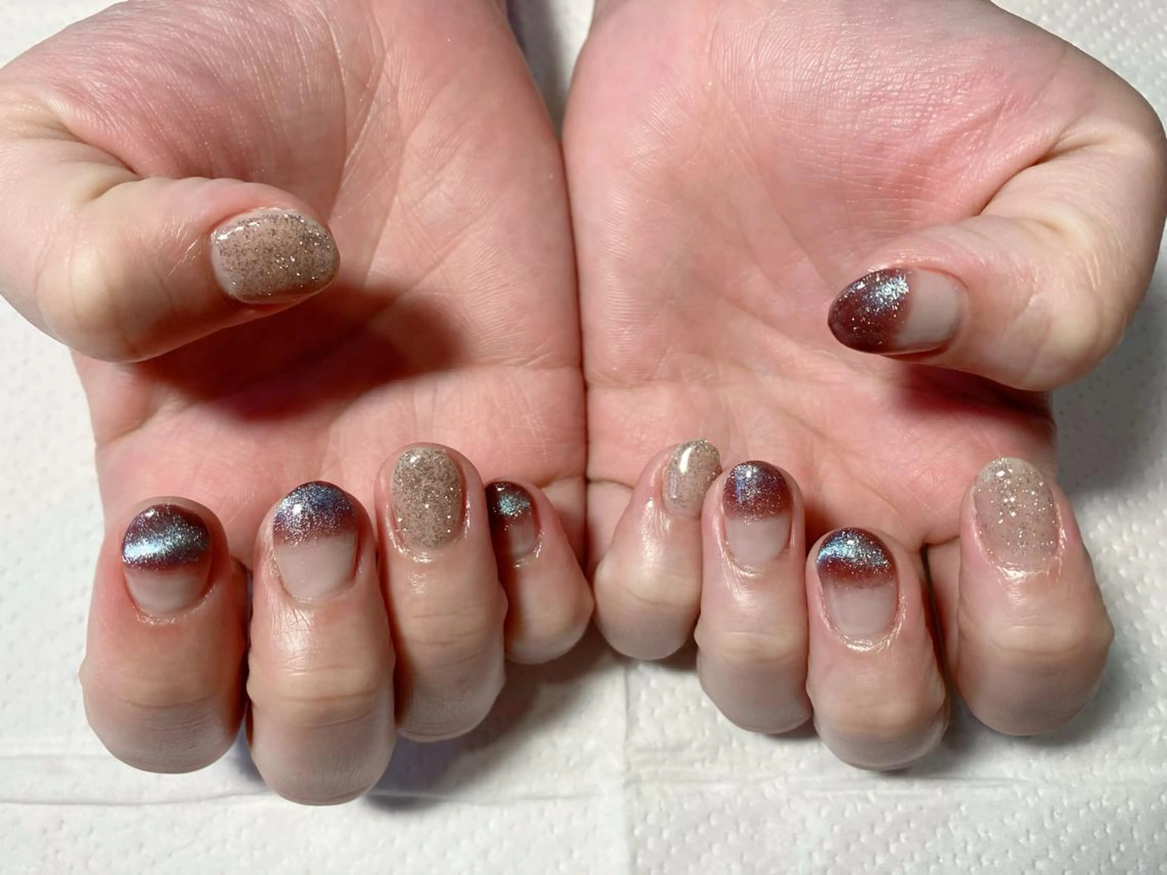 ネイル フラッシュネイル グラデーション マグネットネイル ニュアンスネイル ハンドネイル ハンドケア Ainchi nail所属・＊ misa ＊のネイルデザイン