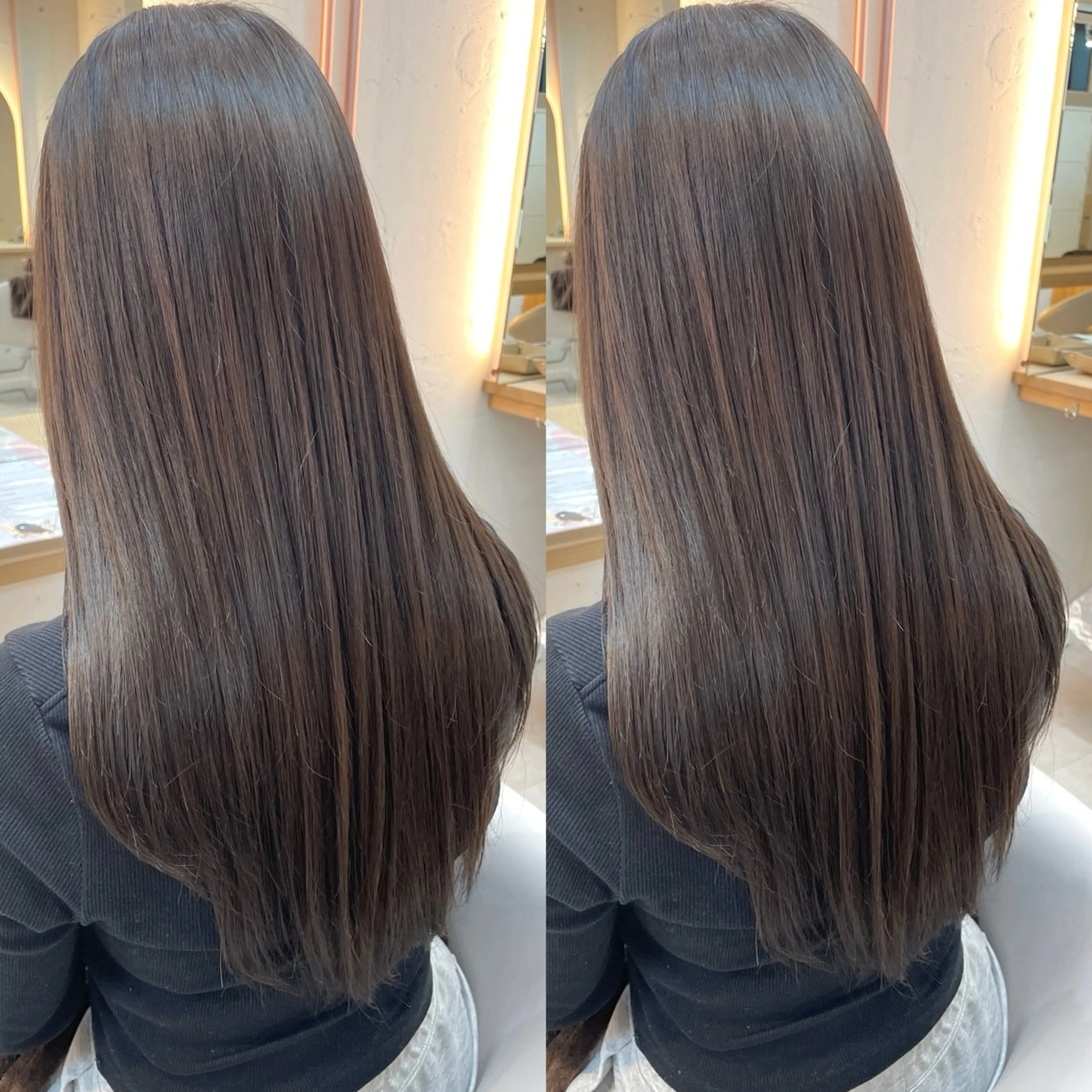 ロング カラー ブリーチ ブラウンカラー 透明感カラー ダブルカラー ブリーチなしカラー ヘアカラー トリートメント ヘアセット ブリーチ無しダブル カラー🦕まどかのヘアスタイル