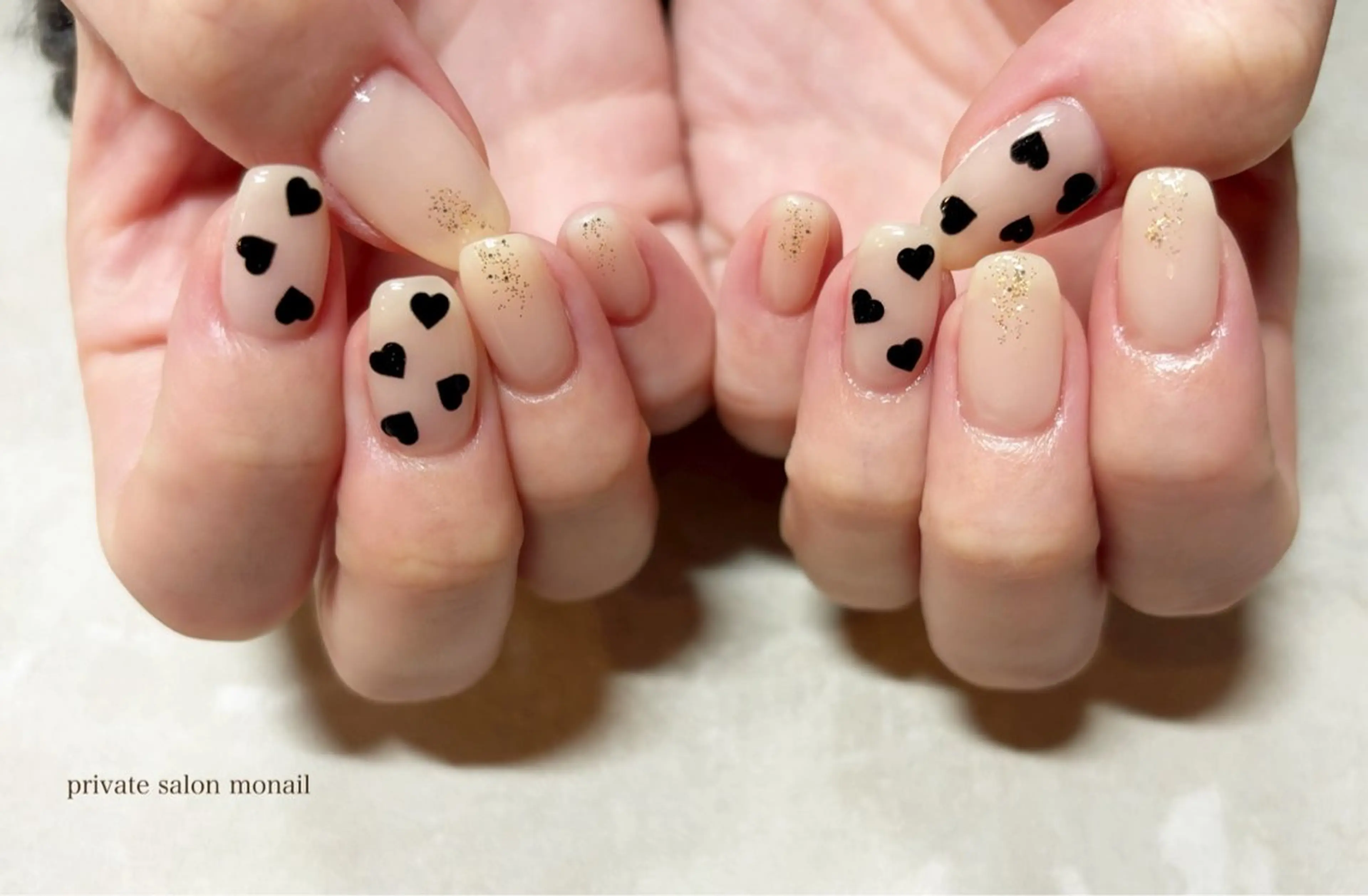 ネイル ハート ハンドネイル nail salon monailのネイルデザイン