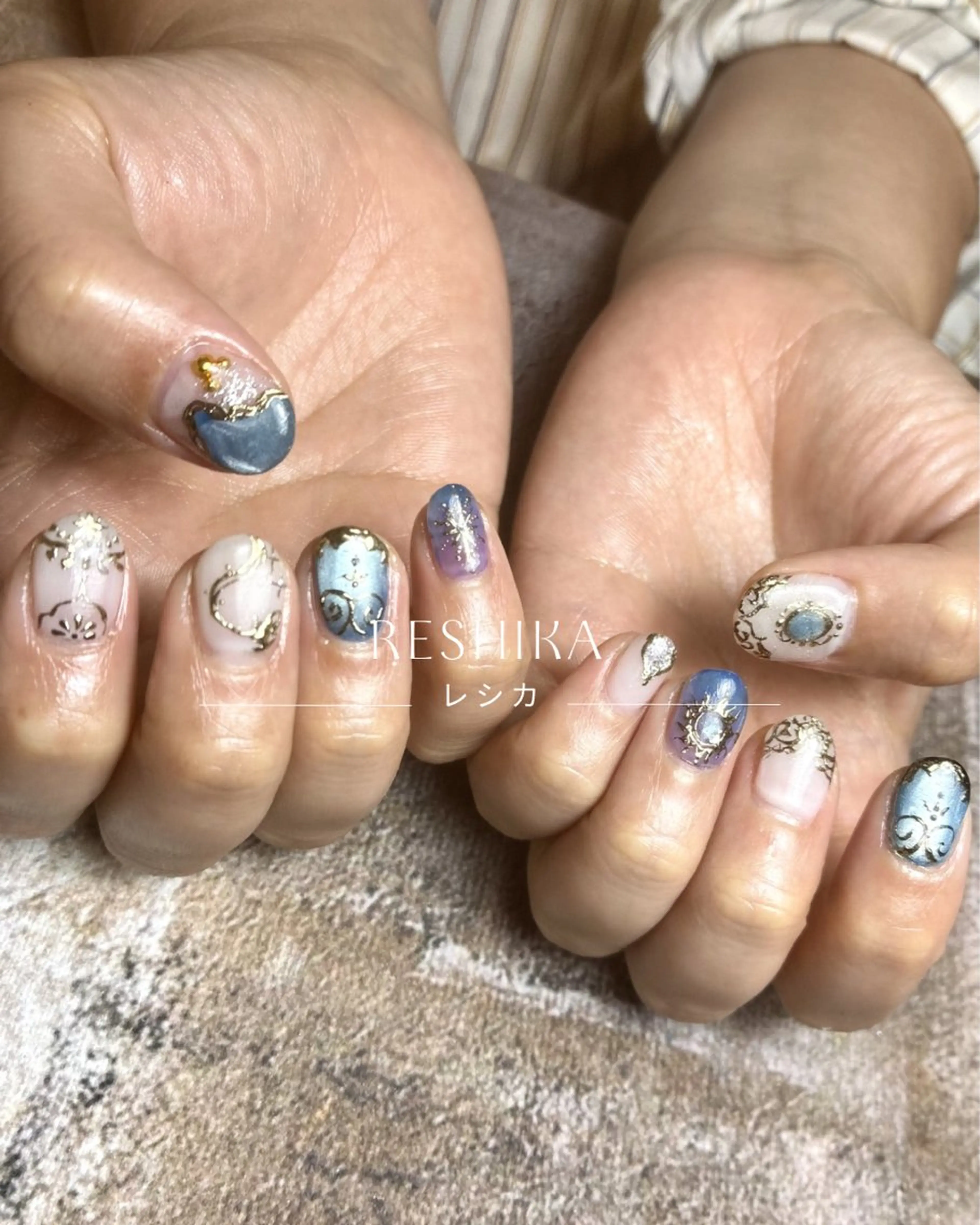 ネイル ブルー グラデーション 水色 m mのエステ・リラクイメージ