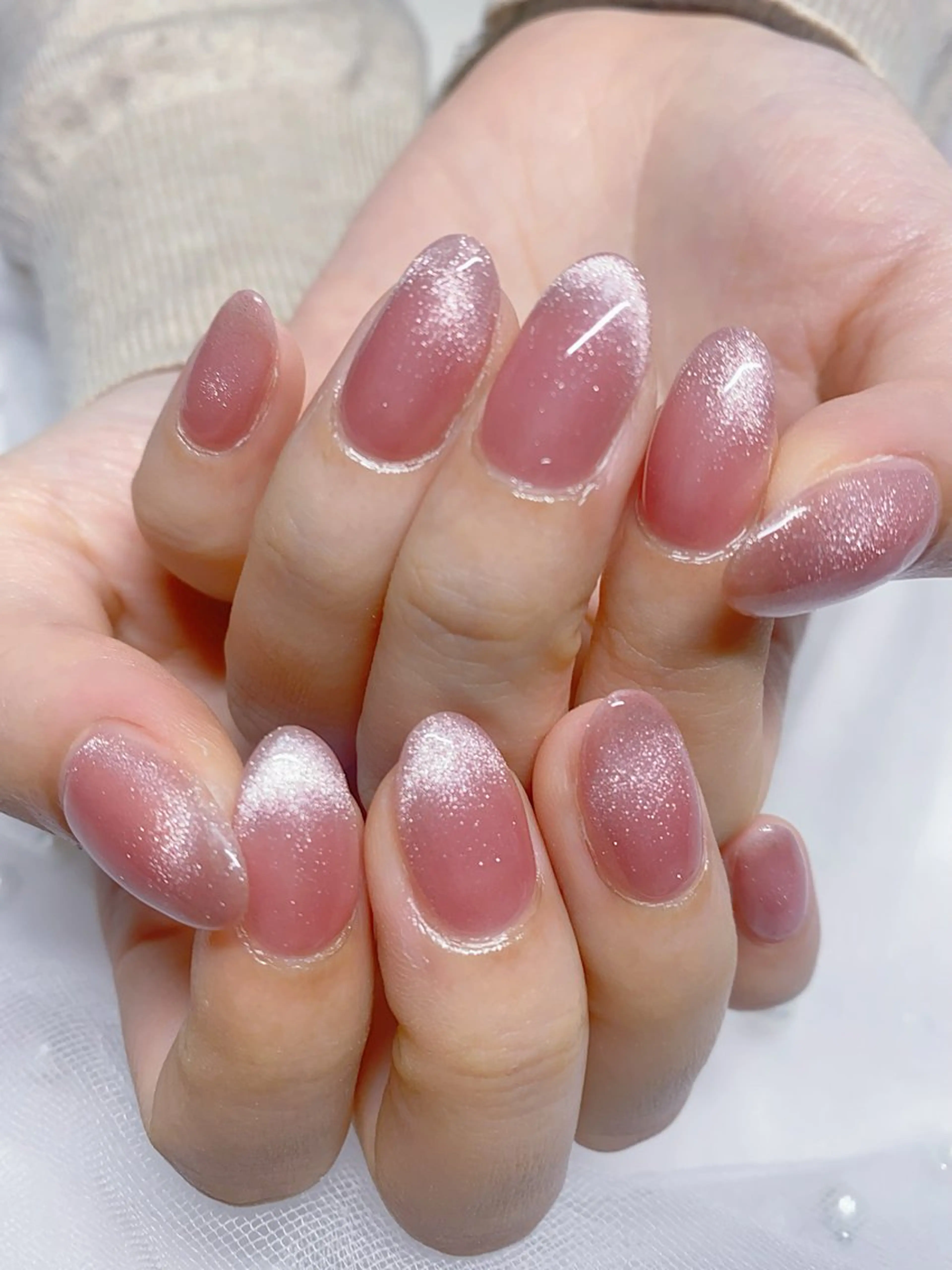 ネイル マグネットネイル ピンク ハンドネイル Jasmine nailsalon所属・ジャスミン ネイルサロンのネイルデザイン