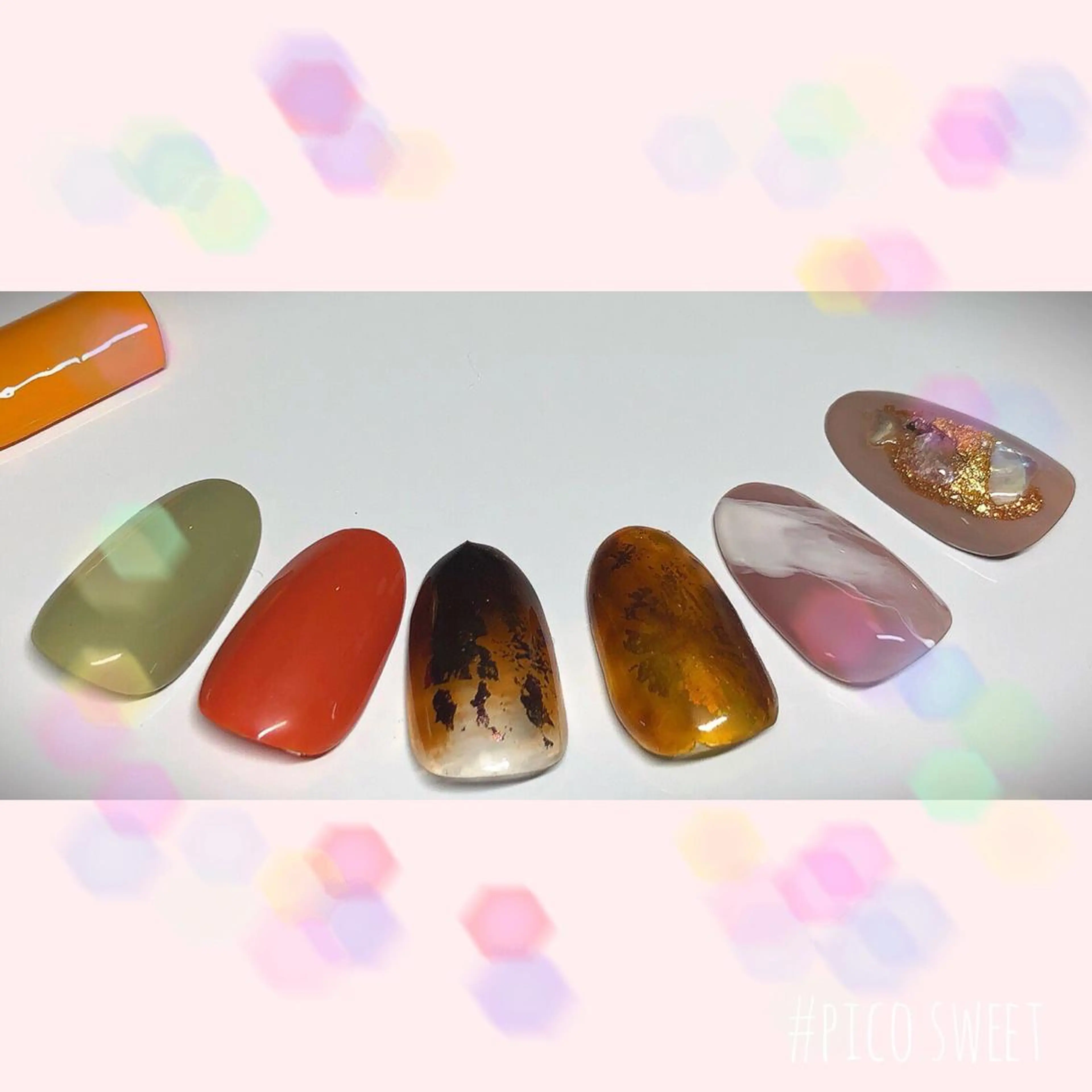 ネイル 持ち込み オレンジ ピスタチオネイル シンプルネイル ネイルサロン 翼【仙川4分】のネイルデザイン