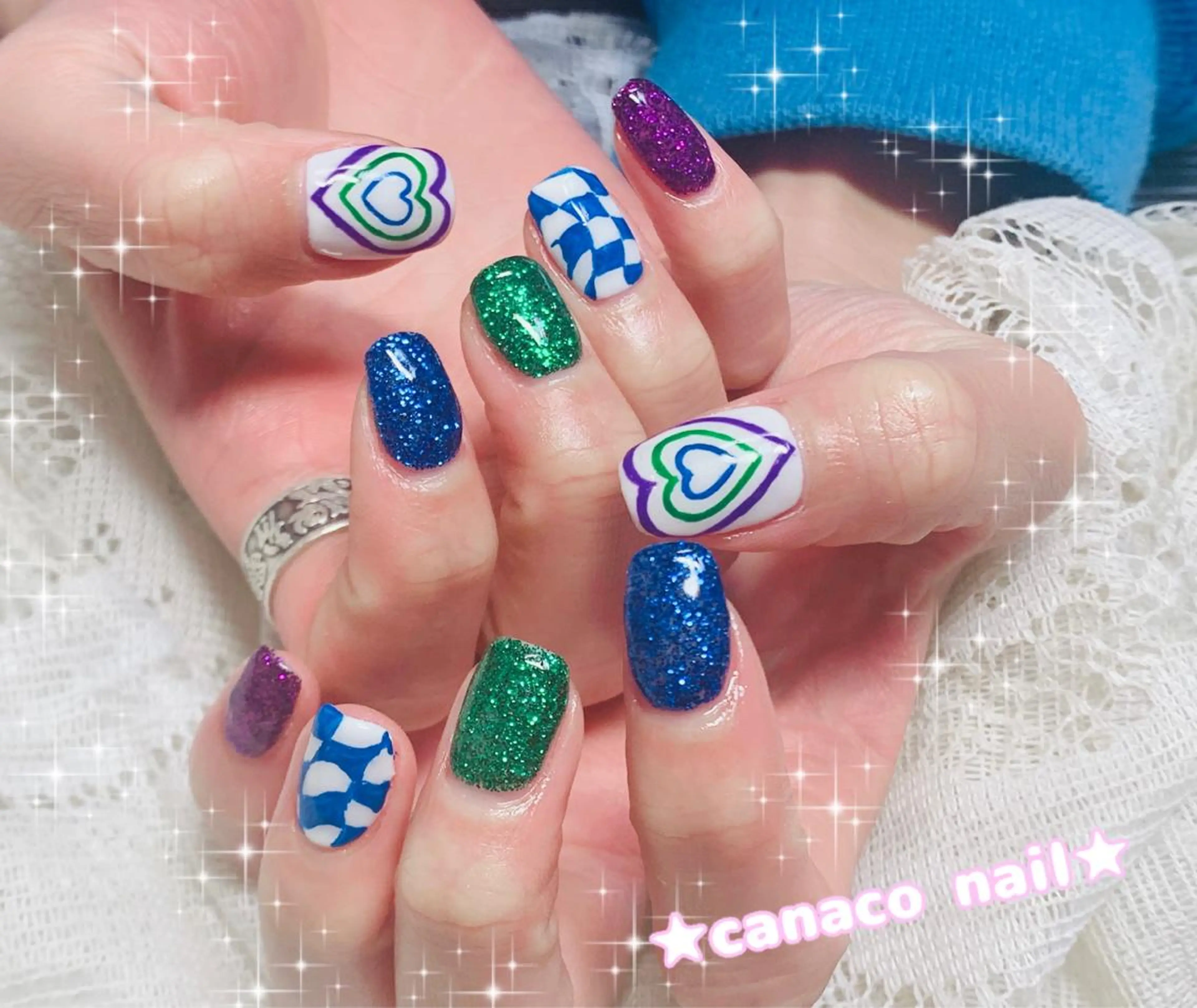 ネイル アートネイル ジェルネイル ハート パラジェル ストーンネイル ハンドネイル ハンドケア ベテランネイル cnc  nailのネイルデザイン