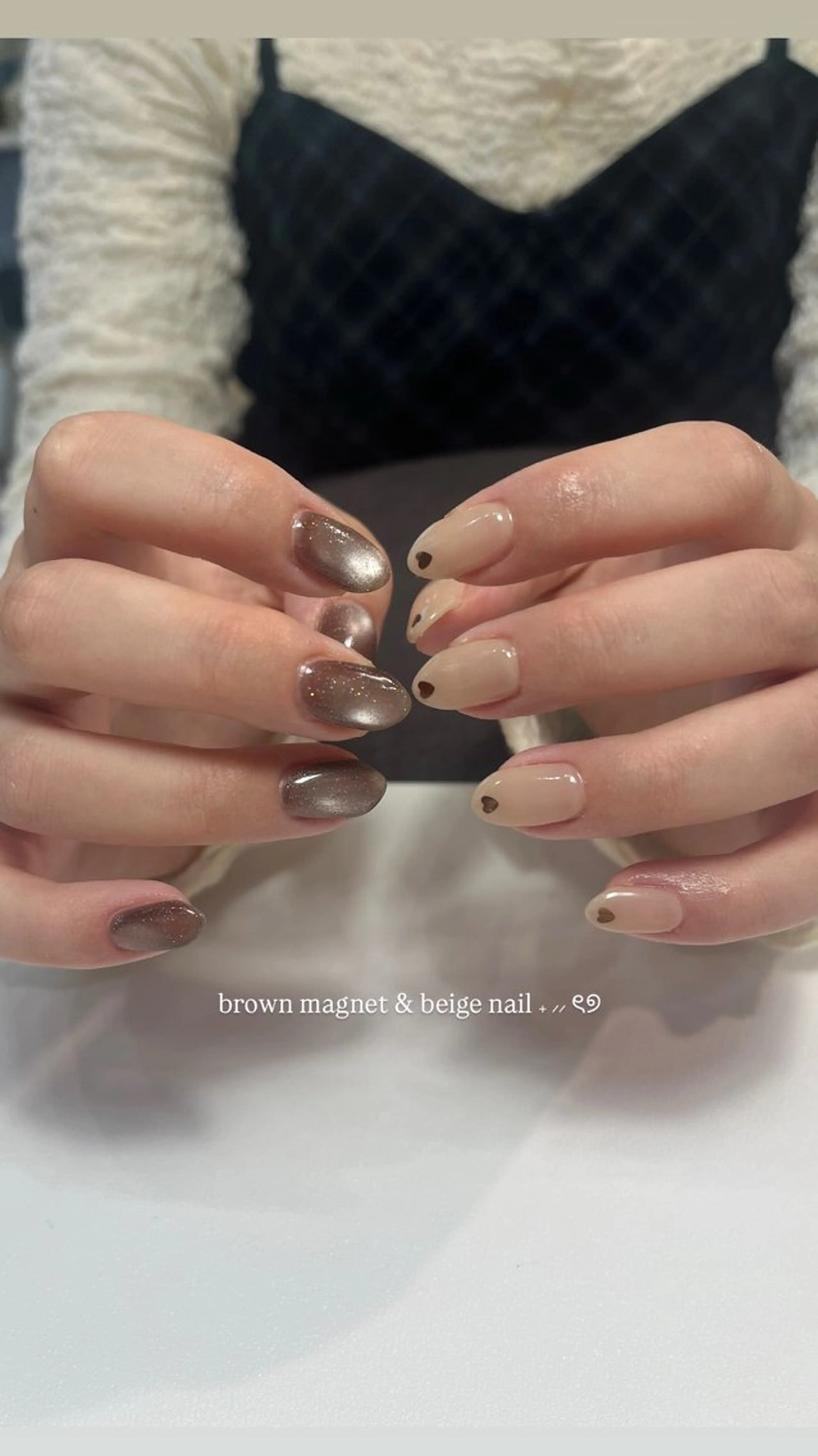 ネイル ハート ホログラムネイル マグネットネイル ハンドネイル Coppe_pan みさきのネイルデザイン