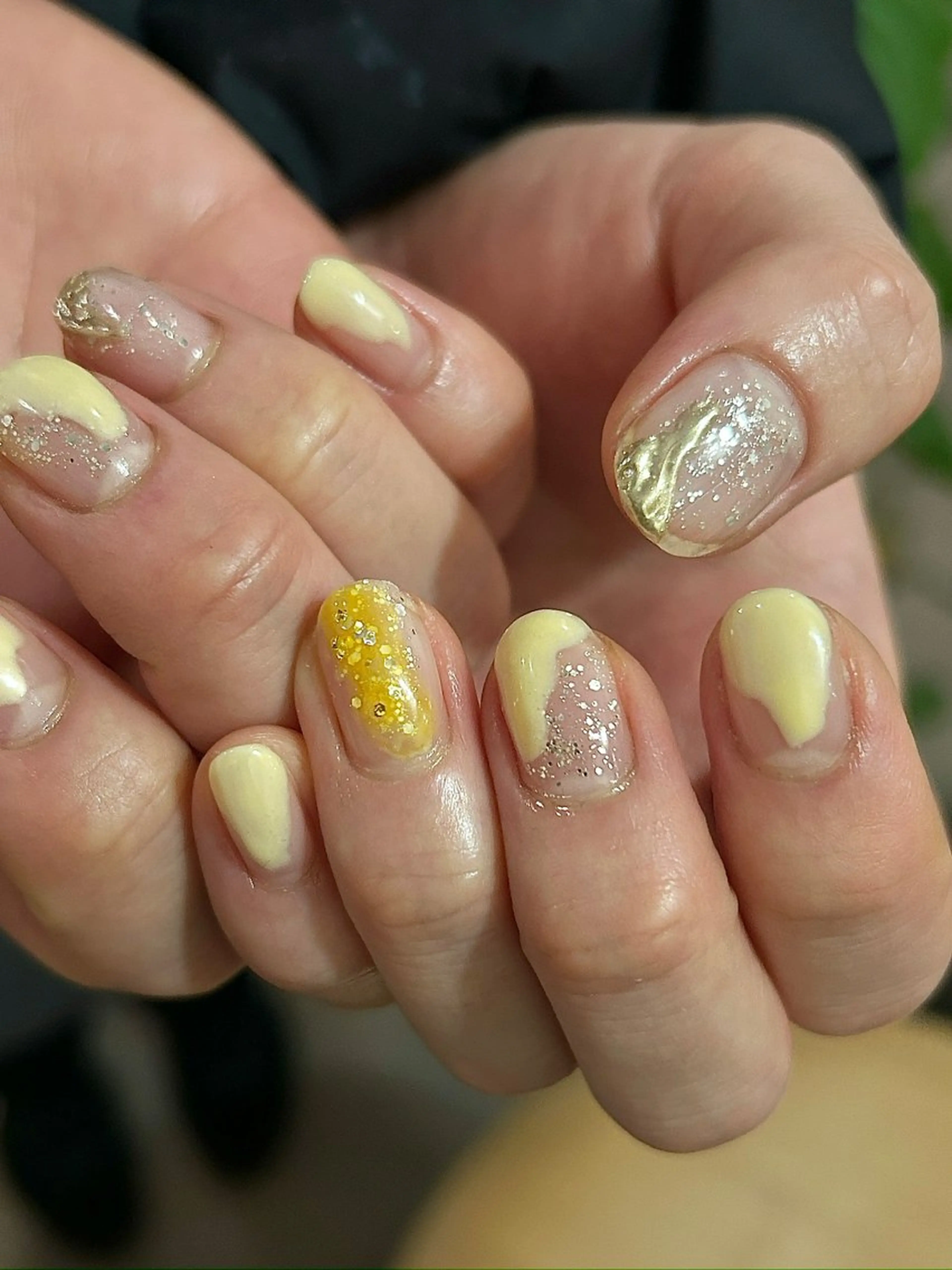 ネイル アートネイル キラキラネイル ニュアンスネイル ぷっくりネイル 夏ネイル calla/南森町/ パラジェルのネイルデザイン