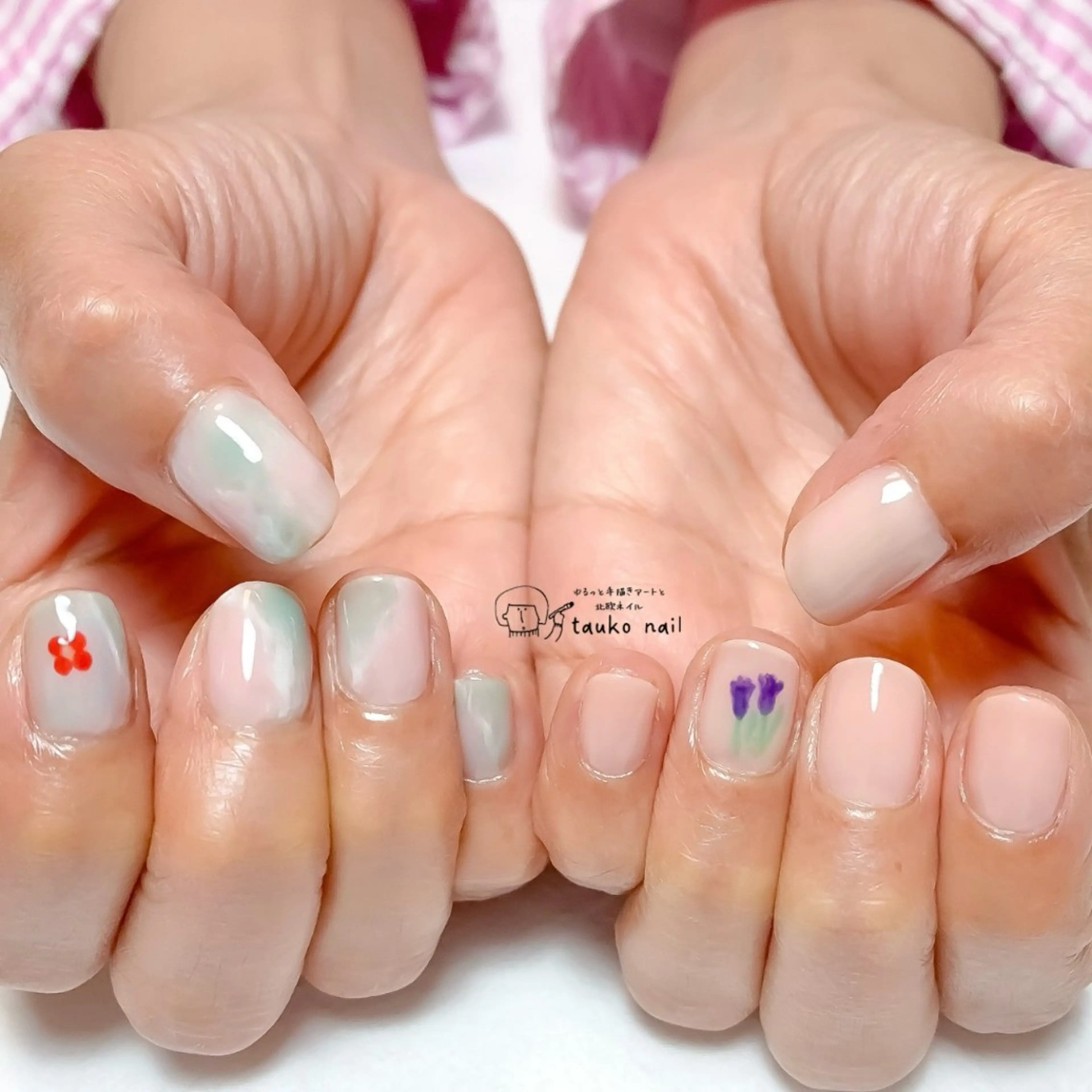 ネイル 大理石ネイル(マーブル) ワンカラーネイル ハンドネイル tauko nailのネイルデザイン