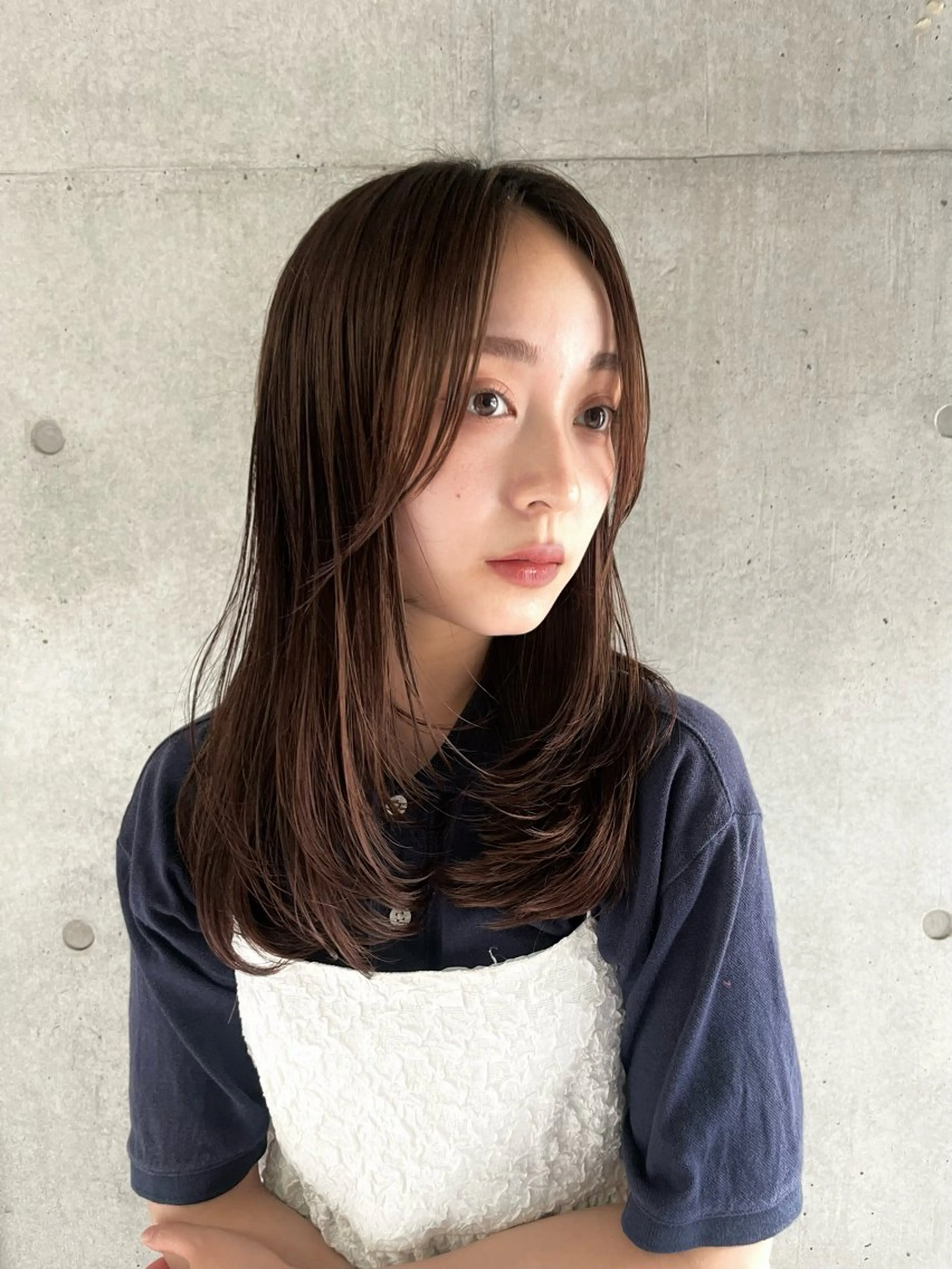 セミロング レイヤーカット 似合わせ/ベージュ /レイヤー/りほ🤍のヘアスタイル