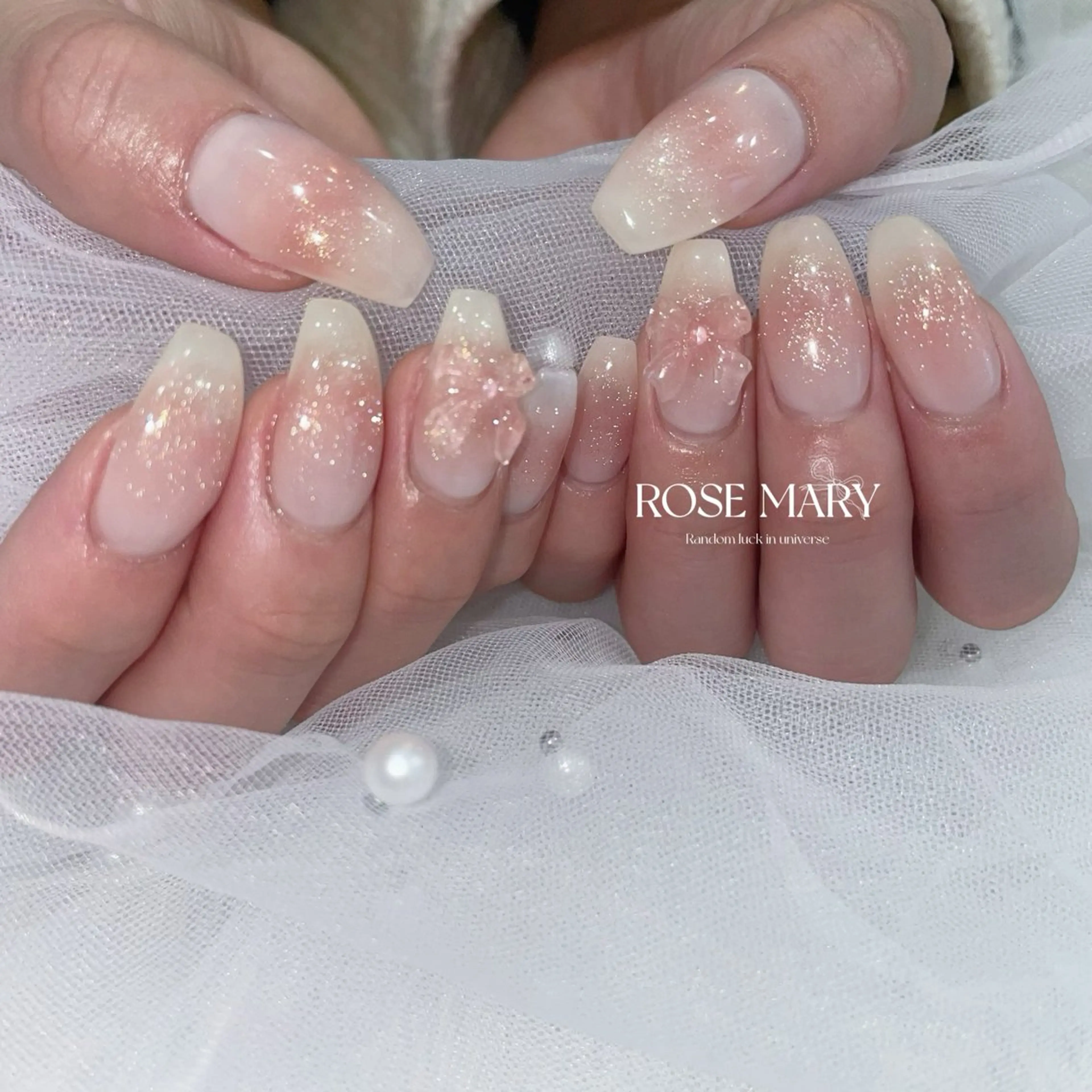 ネイル 持ち込み リボン ワンホンネイル ハンドネイル ROSE・MARY 木村のネイルデザイン