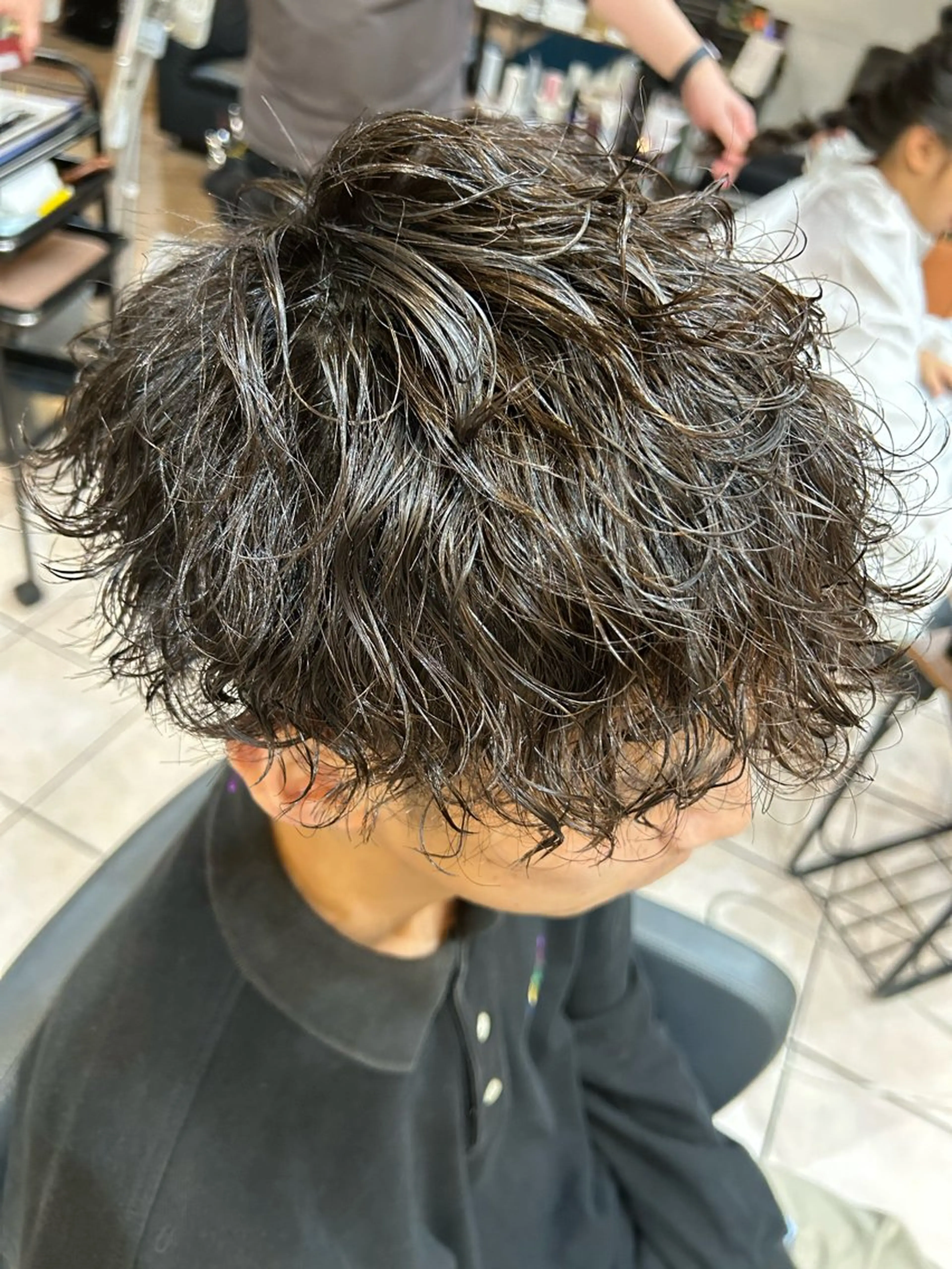 ミディアム パーマ メンズ 大阪/梅田/シャドウ パーマ/ノボリユウタのヘアスタイル