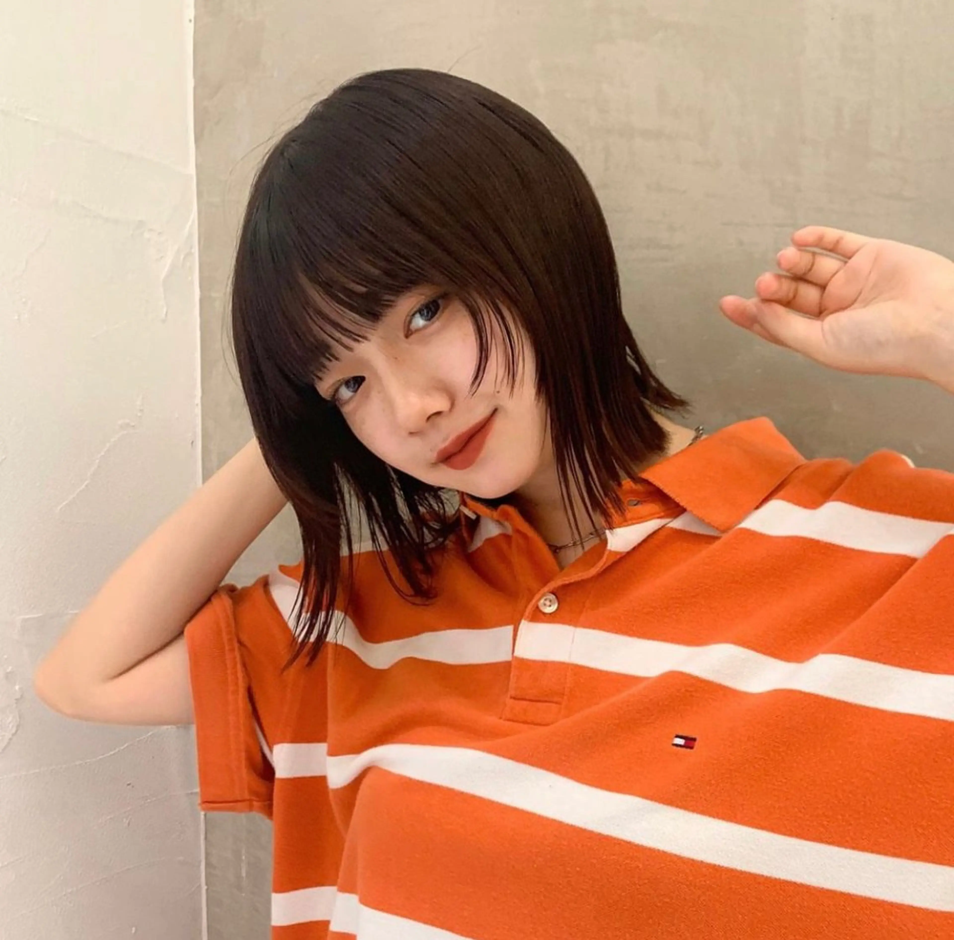 ミディアム 切りっぱなしボブ ボブ レイヤーカット ウルフカット ウルフレイヤー カット ヘアカラー トリートメント 🤍aimi🤍 ウルフ/韓国ヘアのヘアスタイル