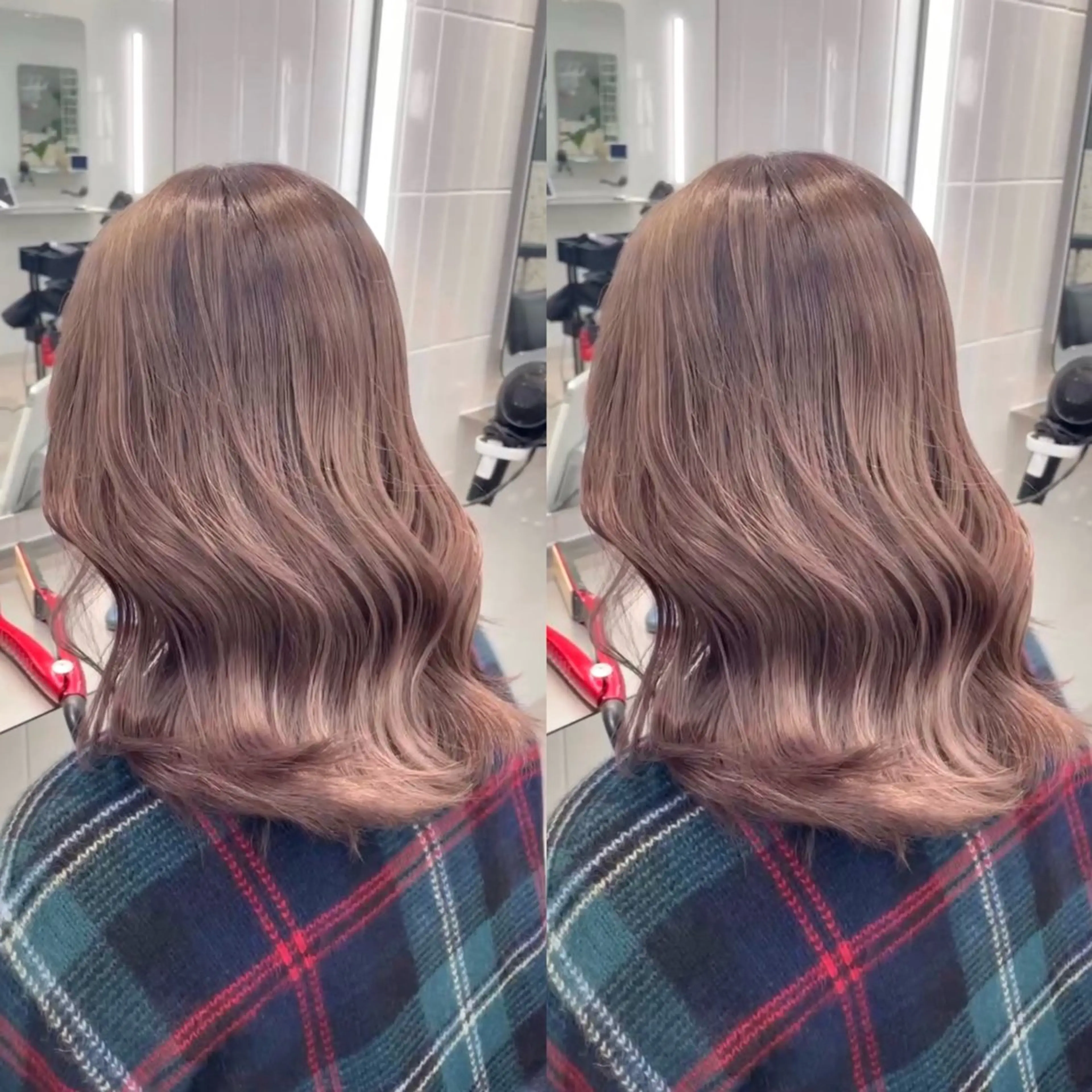 セミロング ヘアカラー 表参道/ハイライト バレイヤージュのヘアスタイル