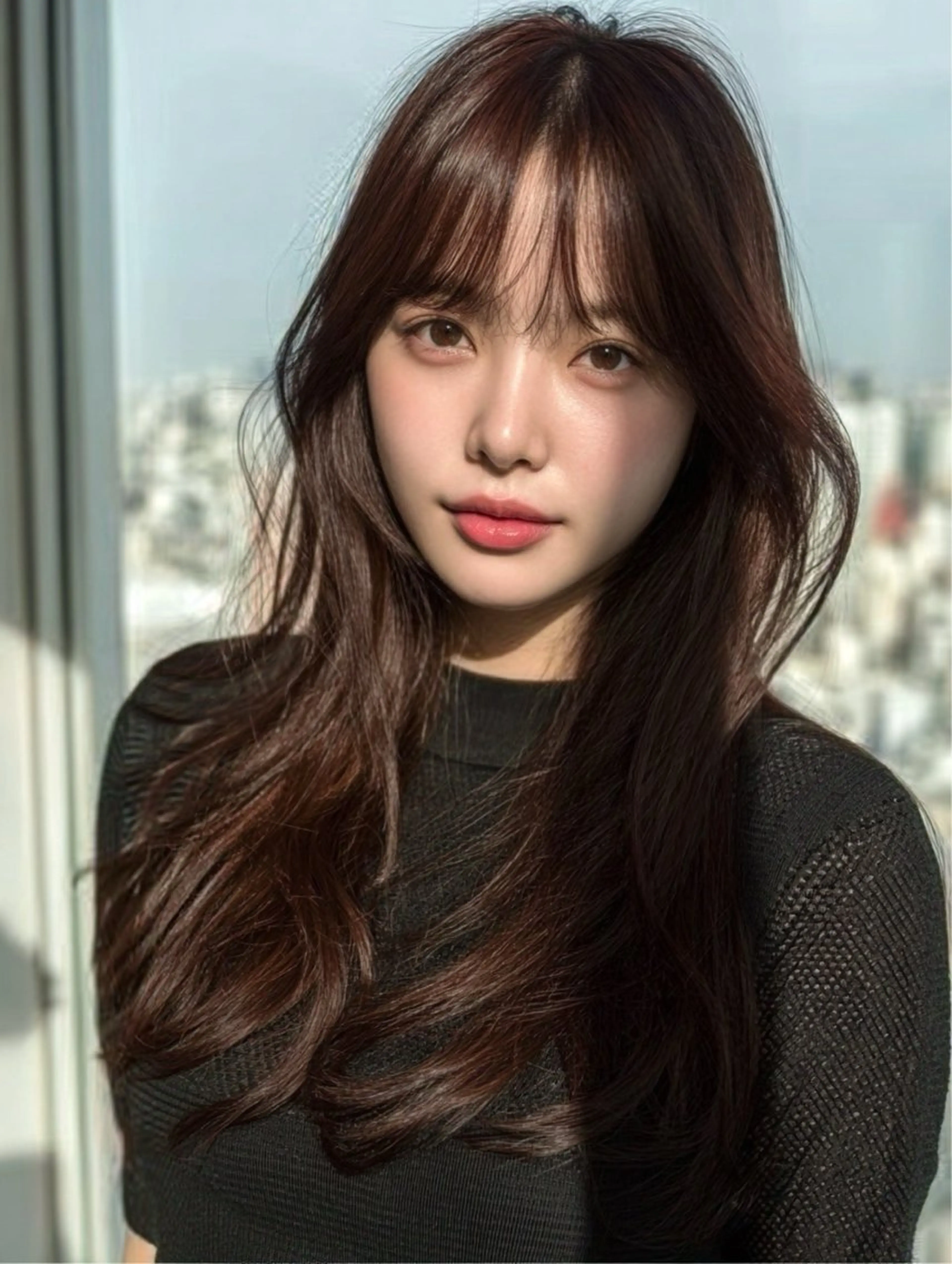 ロング 顔まわりレイヤー 顔周りカット ハッシュカット ハイレイヤー 韓国風ヘア カット ヘアカラー 縮毛矯正 トリートメント ✨毛髪診断で絶対綺麗 ✨美髪艶髪専門✨高浪のヘアスタイル