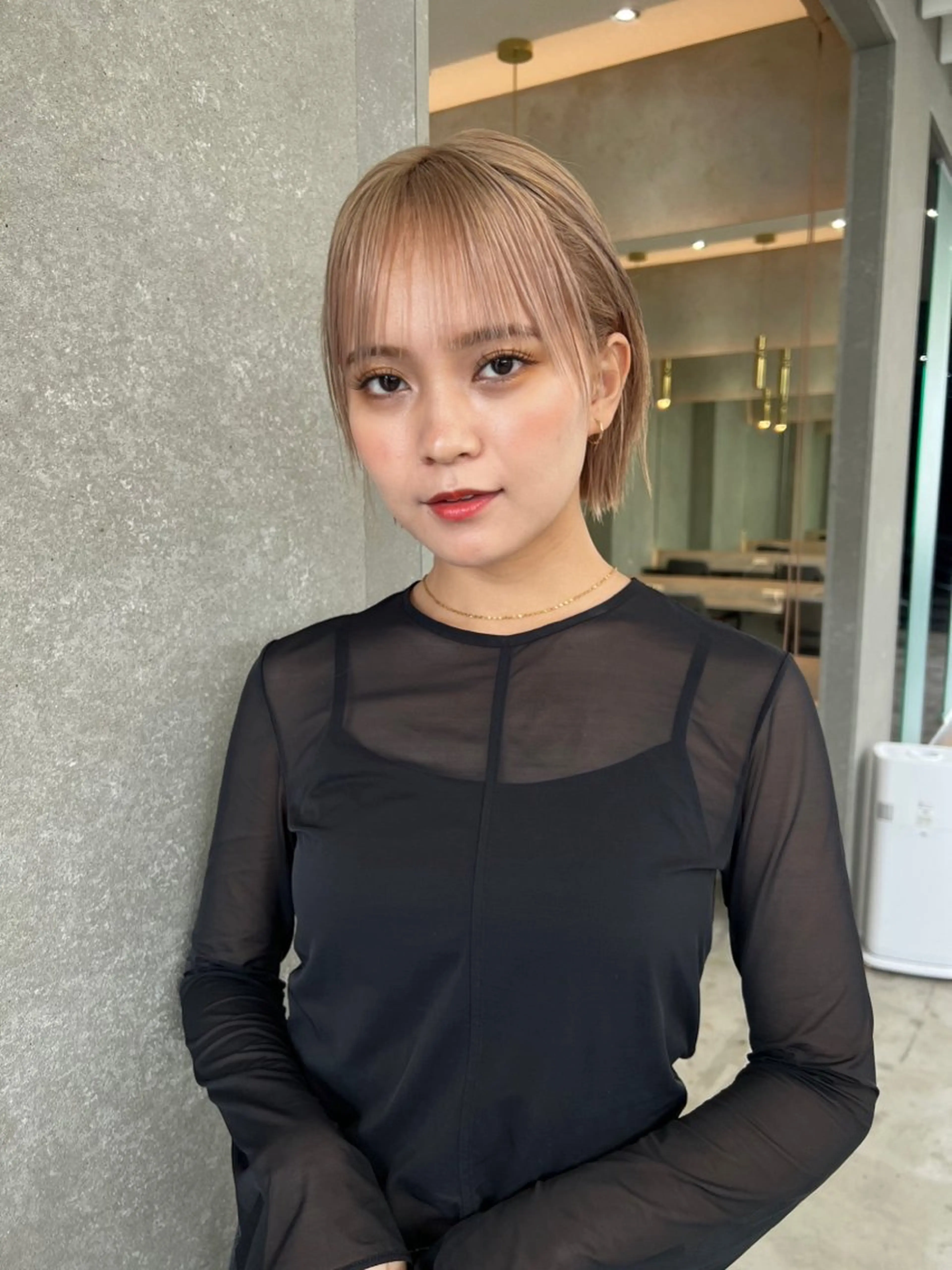 ミディアム カラー 山崎/ボブ縮毛矯正 レイヤー髪質改善のヘアスタイル