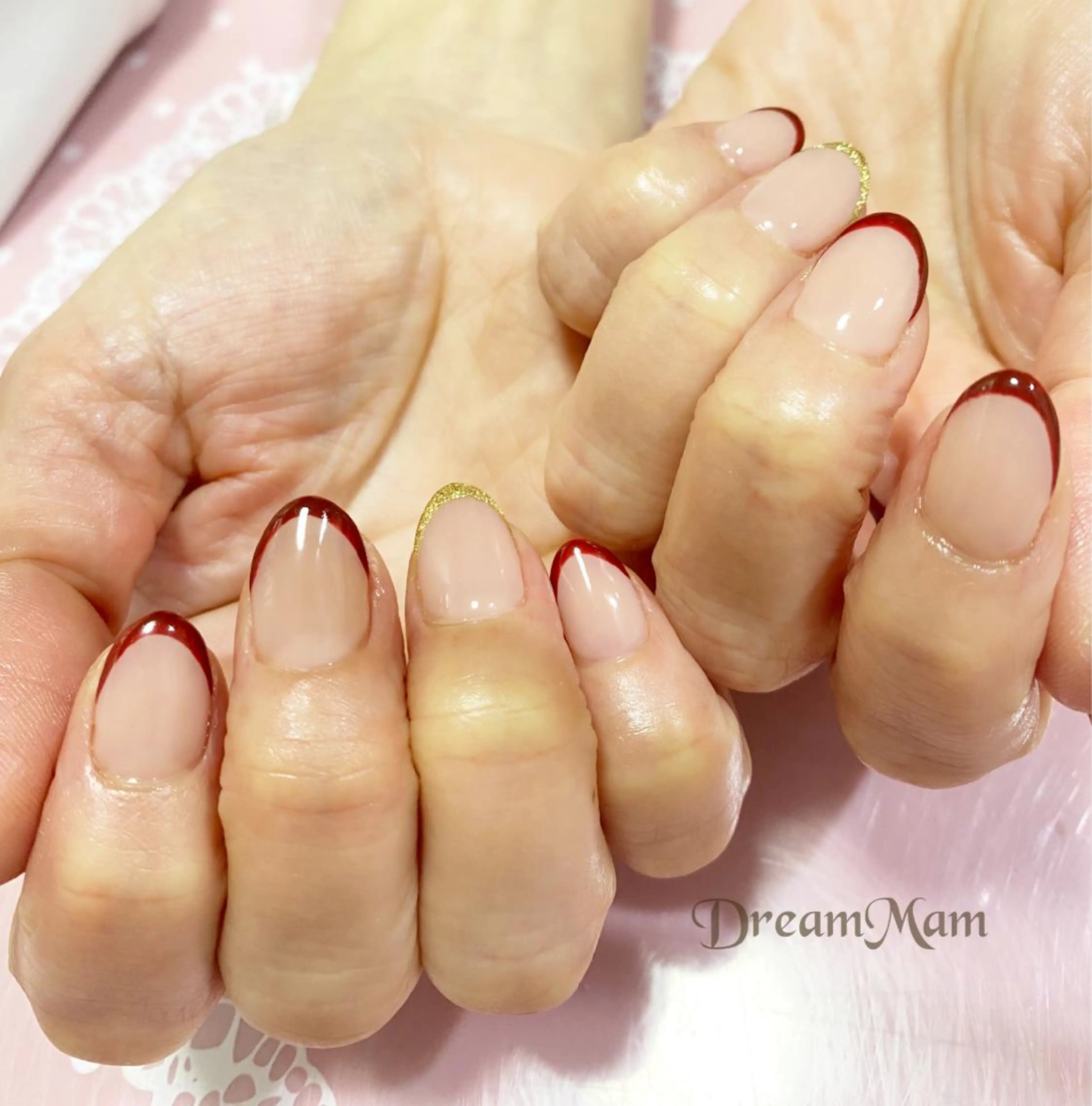 ネイル フレンチネイル ジェルネイル キラキラネイル 韓国ネイル マグネットネイル Nail Salon Ｄream Mamのネイルデザイン