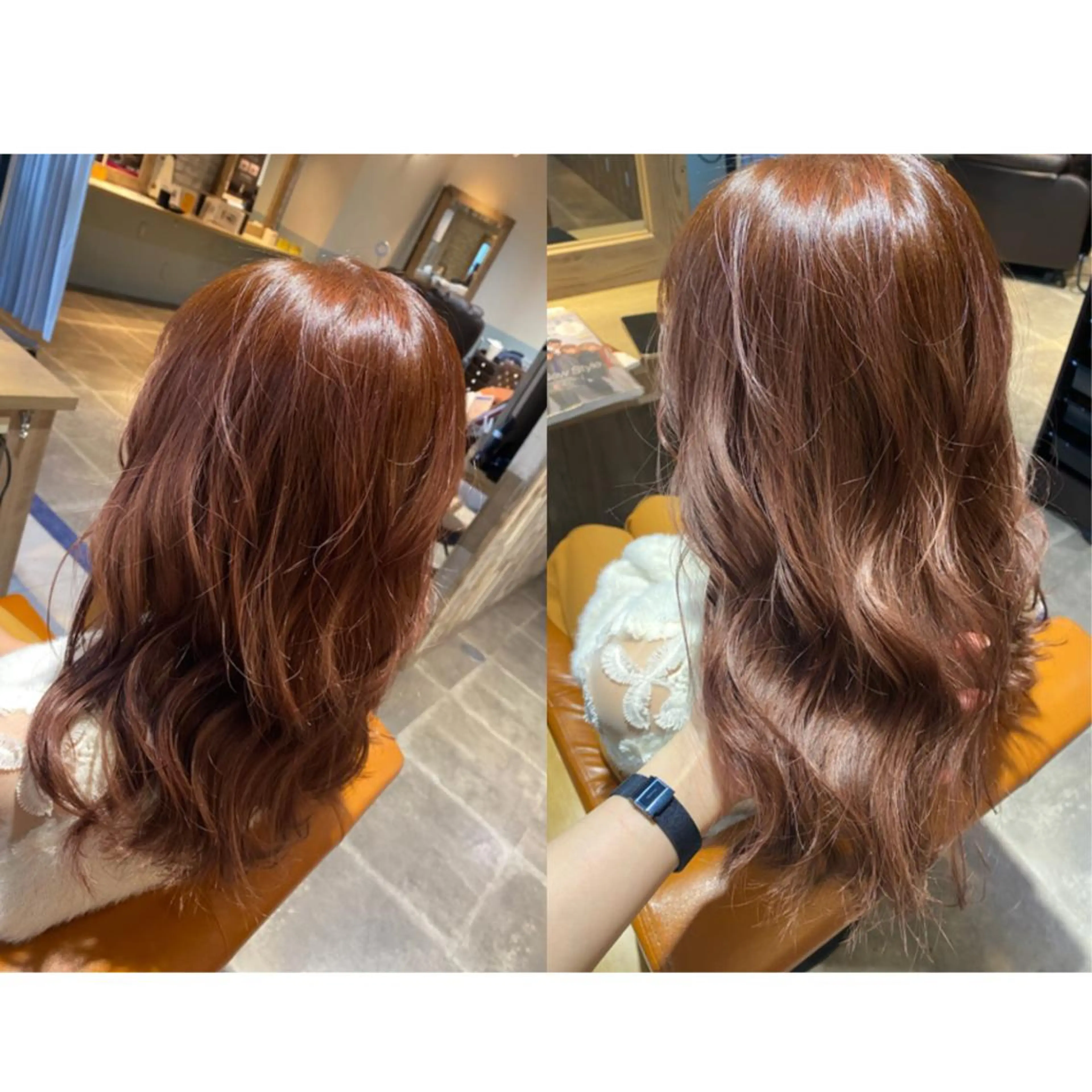 カラー ブリーチ ブラウンカラー オレンジ オレンジブラウン カット ヘアカラー トリートメント 🐻結んで可愛い hair EMI🐻のヘアスタイル