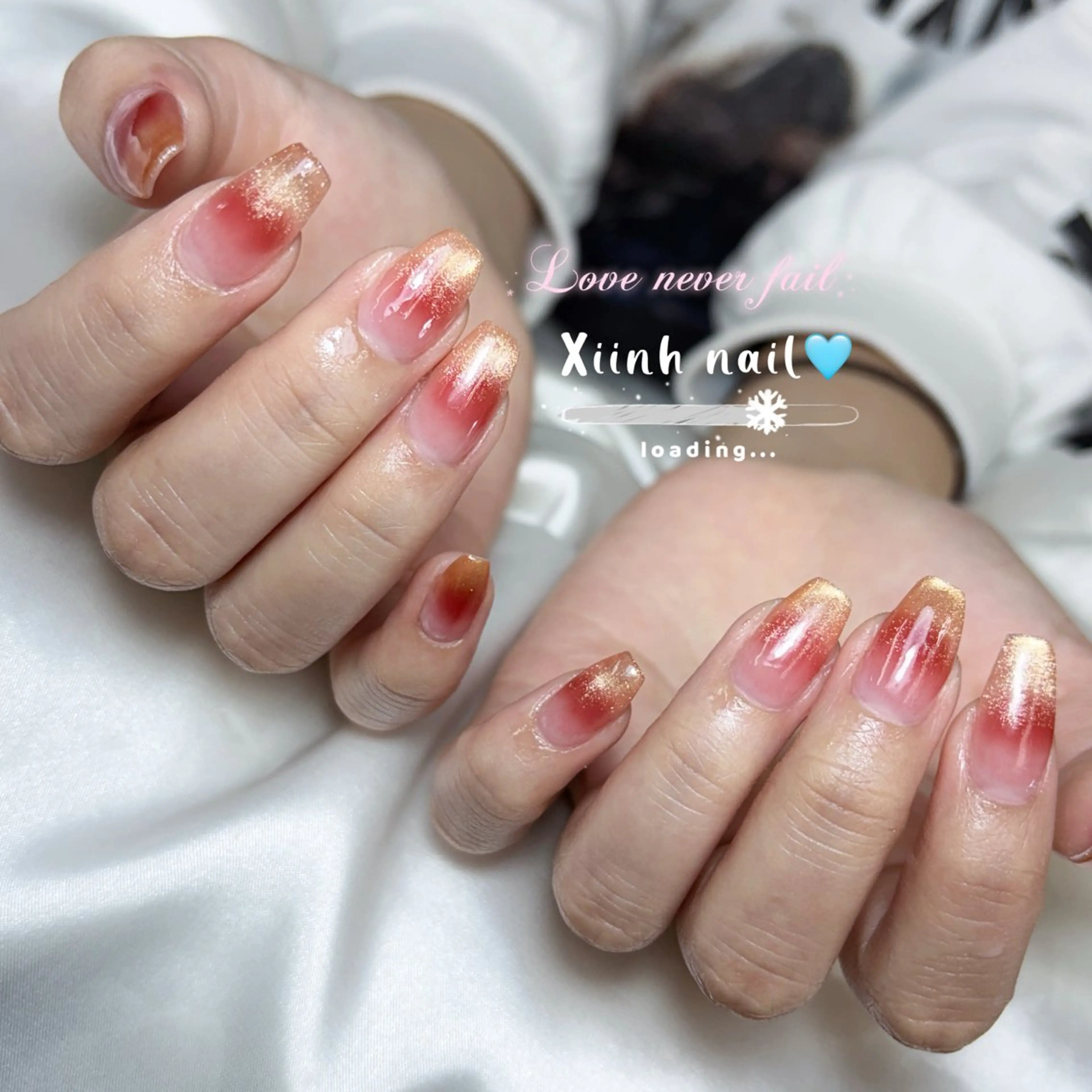 ネイル チークネイル 桜ネイル 長さ出し フットネイル ジェルネイル ハンドネイル XIINH NAIL SALONのネイルデザイン
