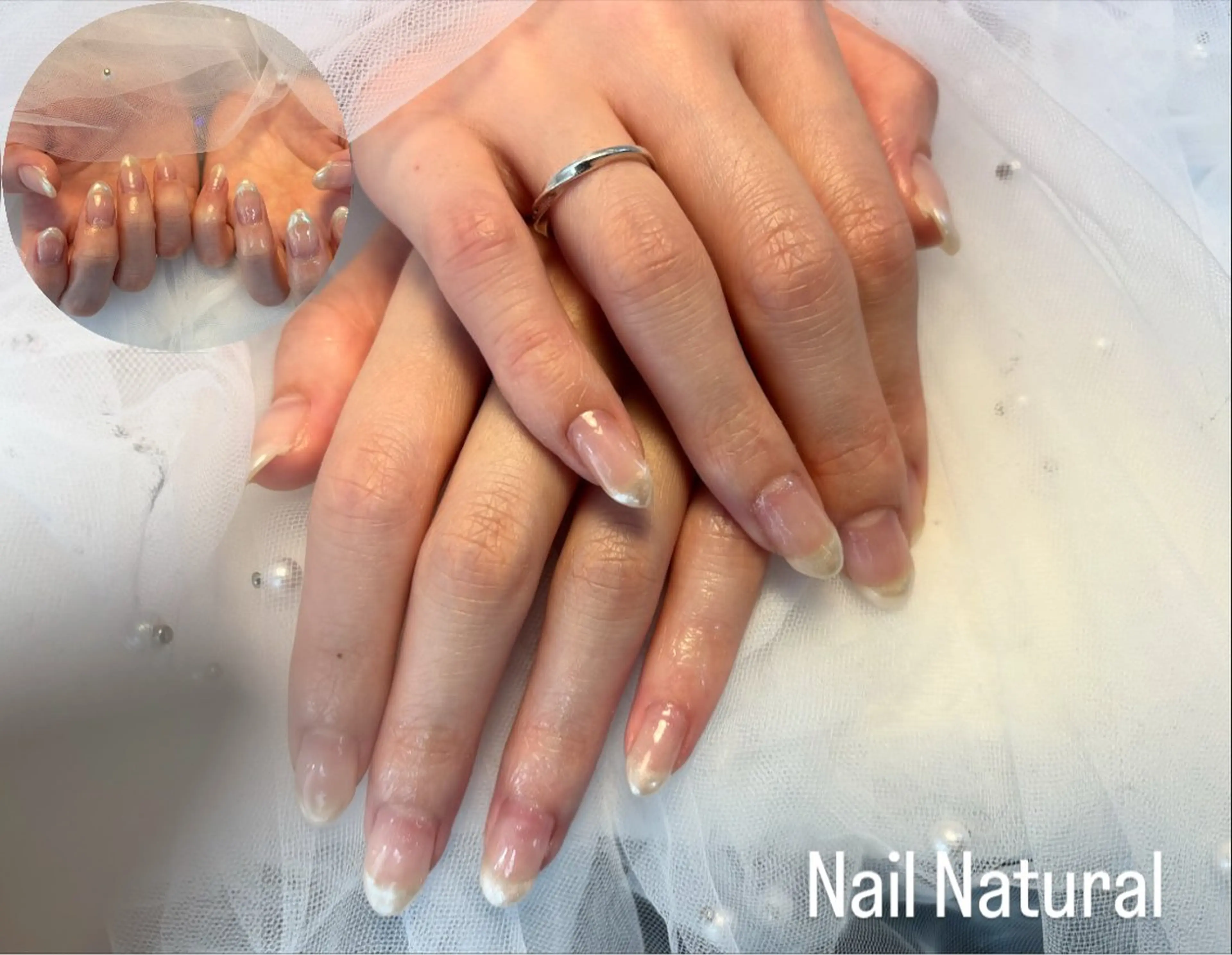 ネイル フラッシュネイル フットネイル フレンチネイル ジェルネイル ガラスフレンチ ハンドネイル Nail salon Natulalのネイルデザイン