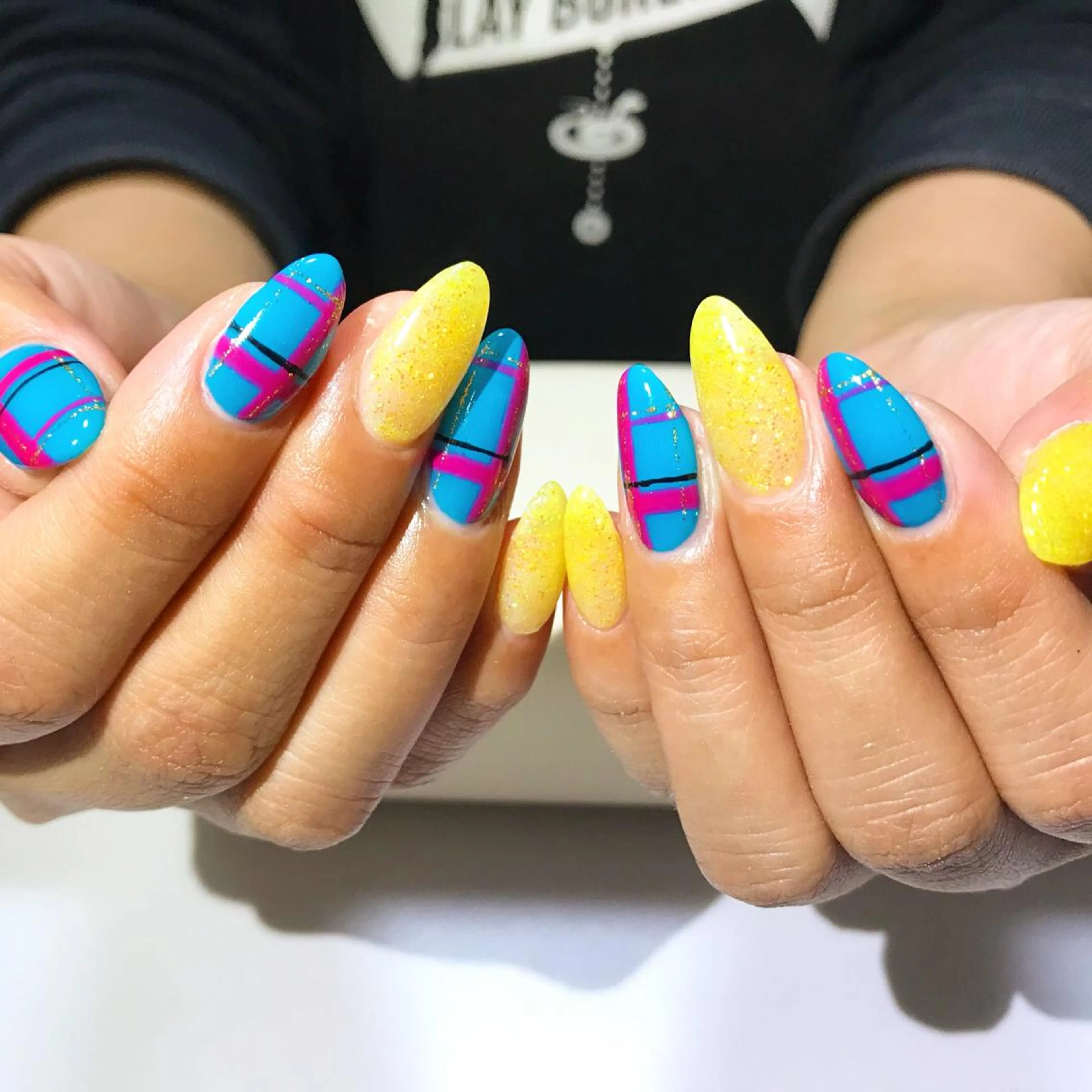 ネイル ブルー フットネイル ラメ(グリッター) ピンク シンプルネイル nail fufla ♡yamane♡のネイルデザイン