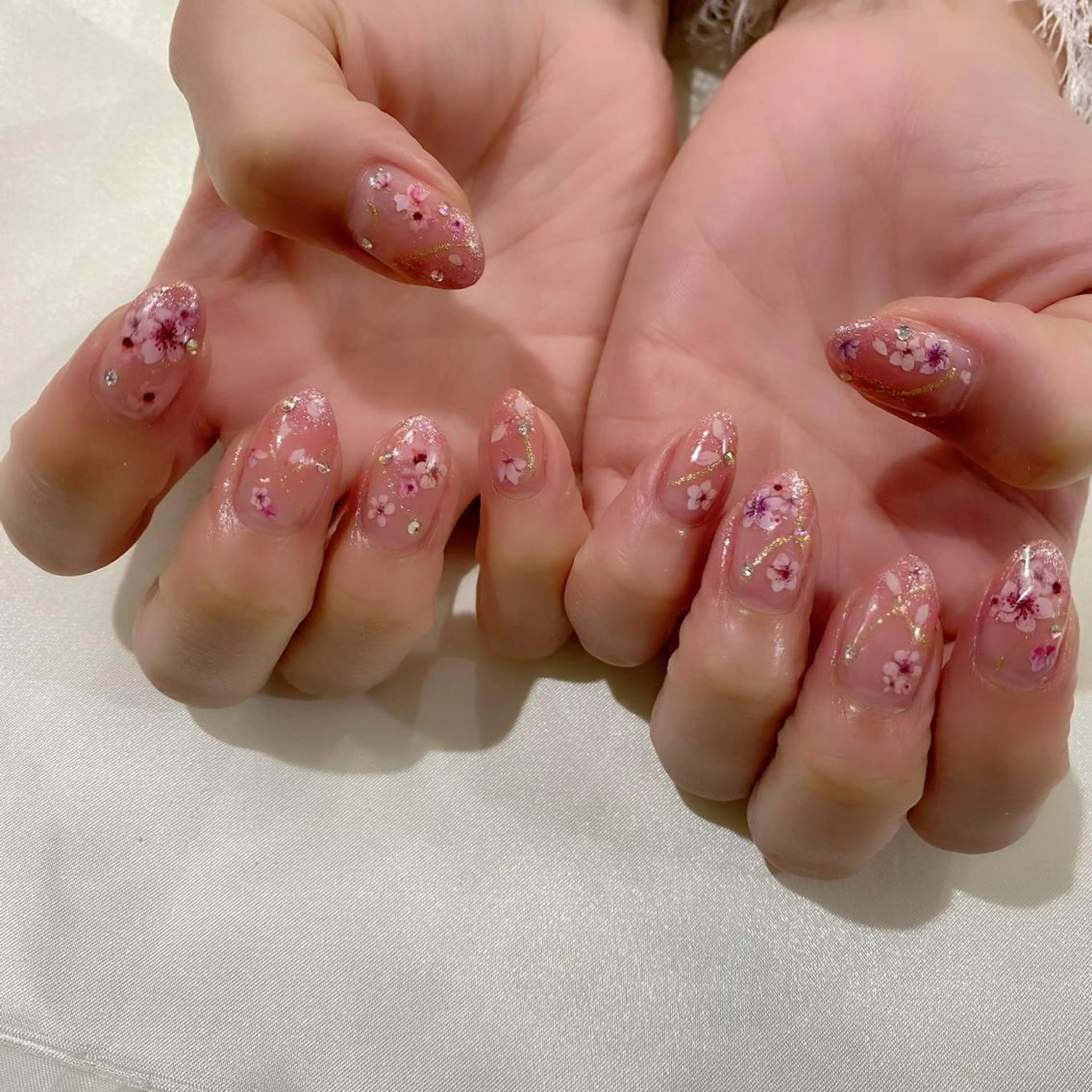 ネイル 桜ネイル フラワーネイル ピンク 春ネイル ハンドネイル Salon Ｋのネイルデザイン