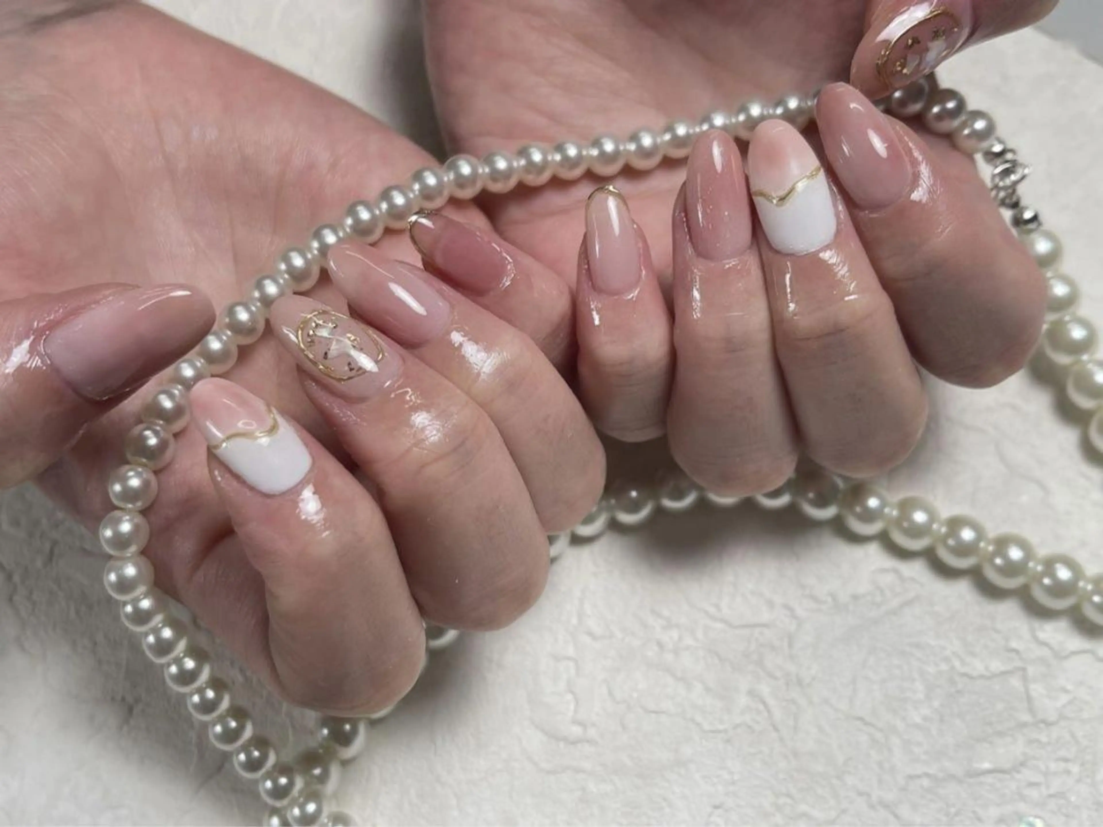 メンズ ネイル アートネイル フレンチネイル ジェルネイル キラキラネイル パラジェル ハンドネイル フットネイル Bloom kabukiのネイルデザイン