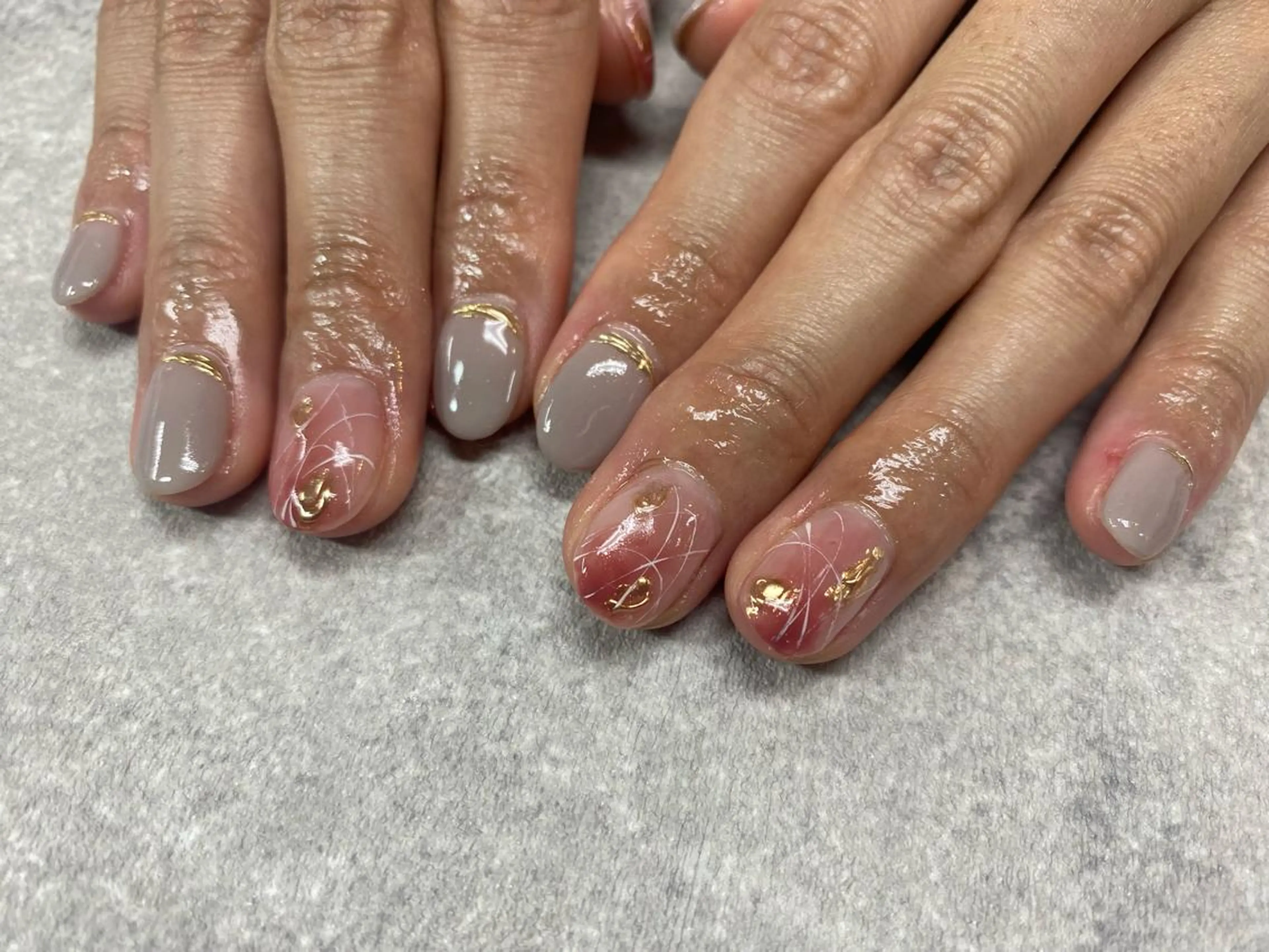 ネイル フットネイル フレンチネイル ジェルネイル ガラスフレンチ グラデーション ハンドネイル okada kannaのネイルデザイン