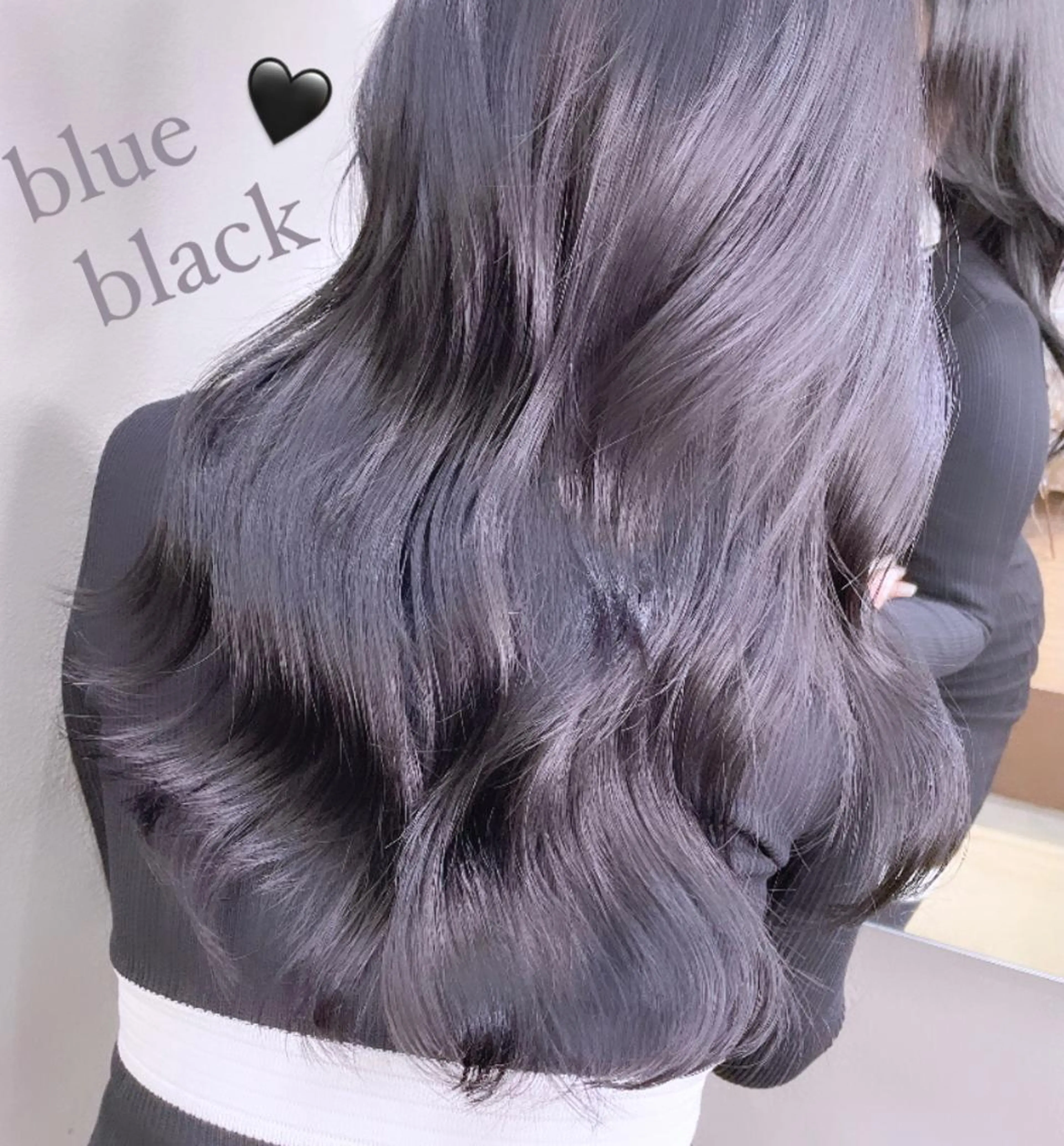 ロング カラー ヘアアレンジ アッシュ 黒髪 ブルーカラー ブルーアッシュ ブルーブラック カット ヘアカラー 透明感カラー×小 顔レイヤー♡ヒデさんのヘアスタイル