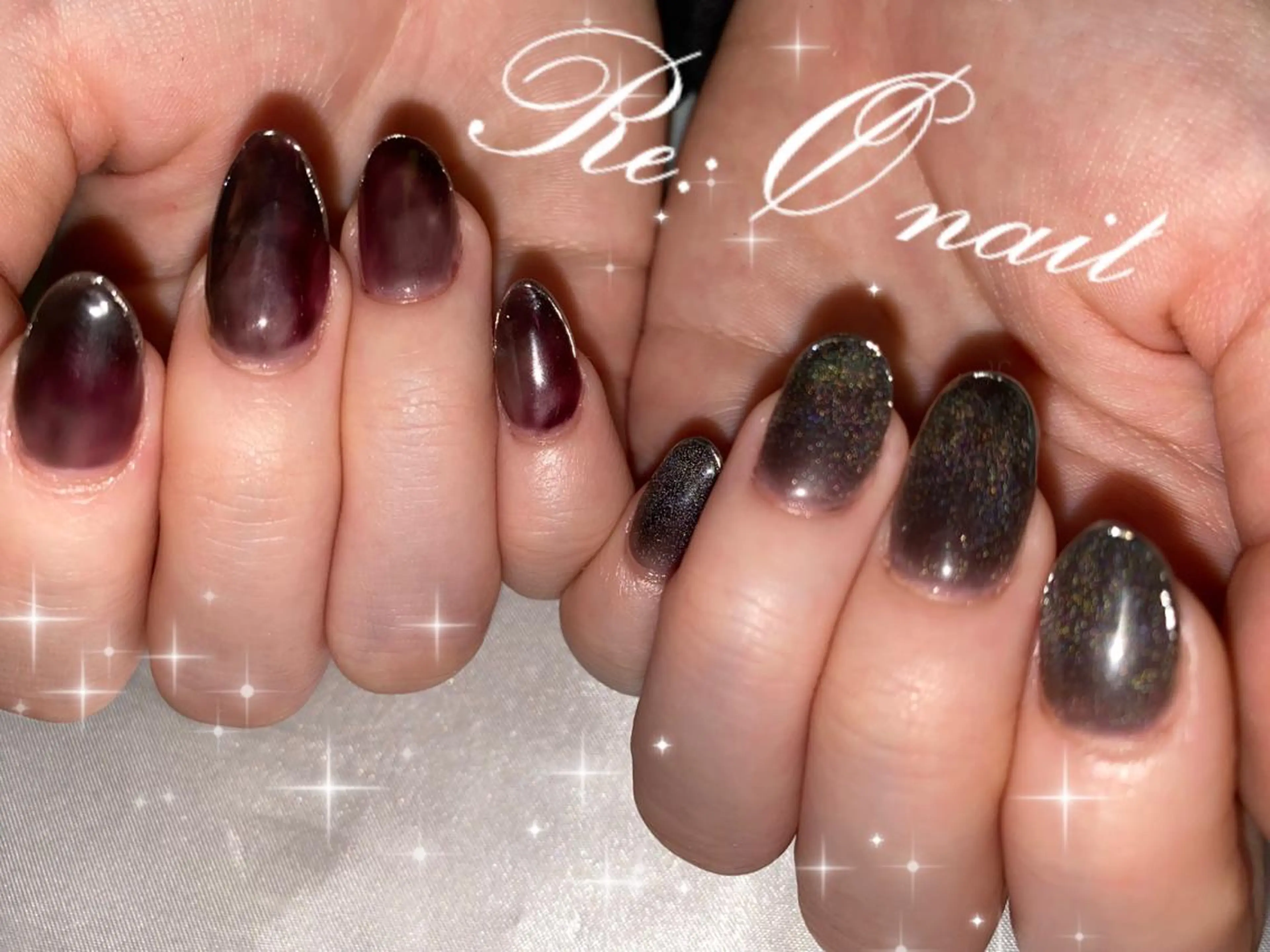 ネイル マグネットネイル パープル ハンドネイル Re:Ø nail 🩵TSUJIのネイルデザイン