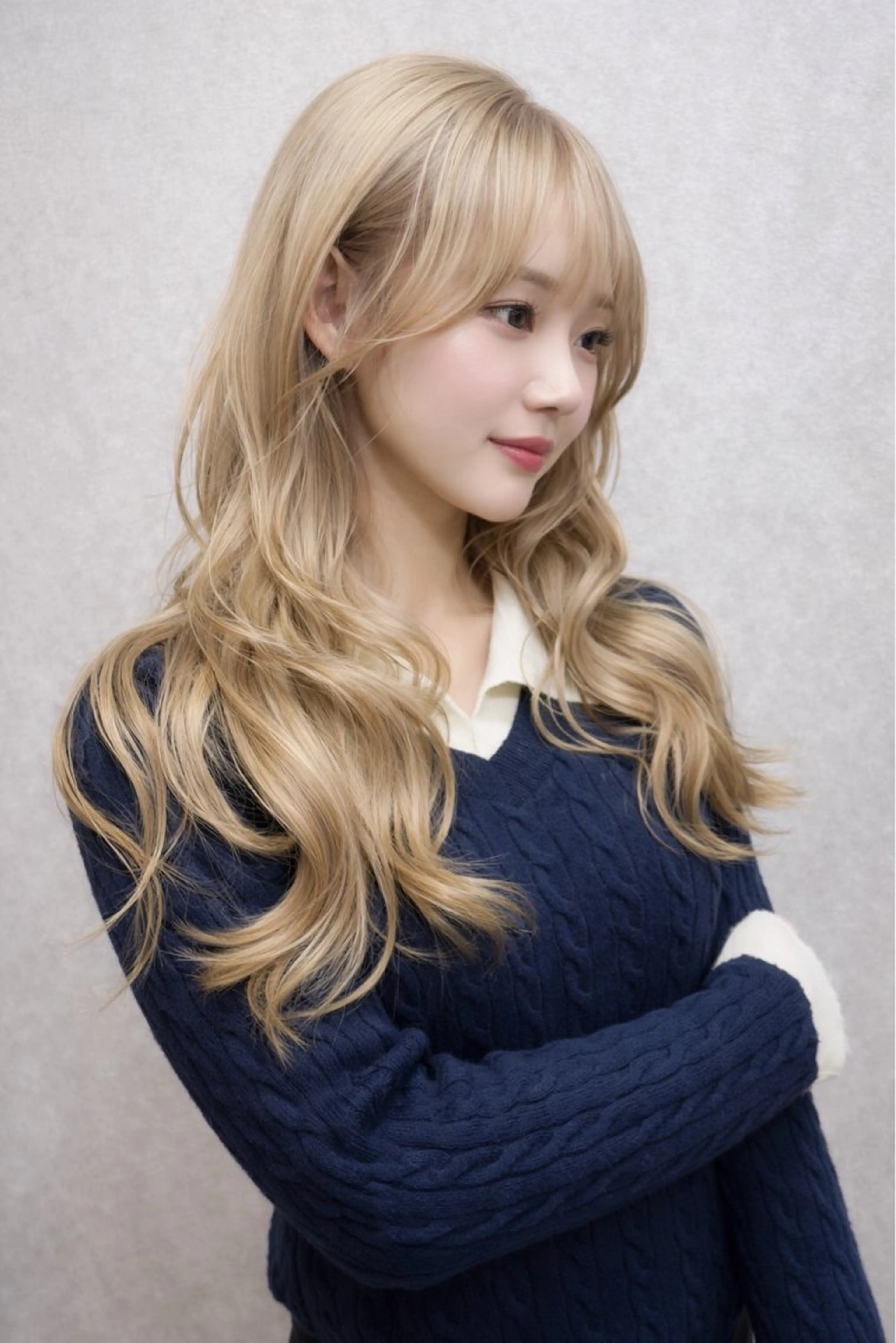 ロング カラー ブロンド AiM エイム　韓国レイヤーのヘアスタイル