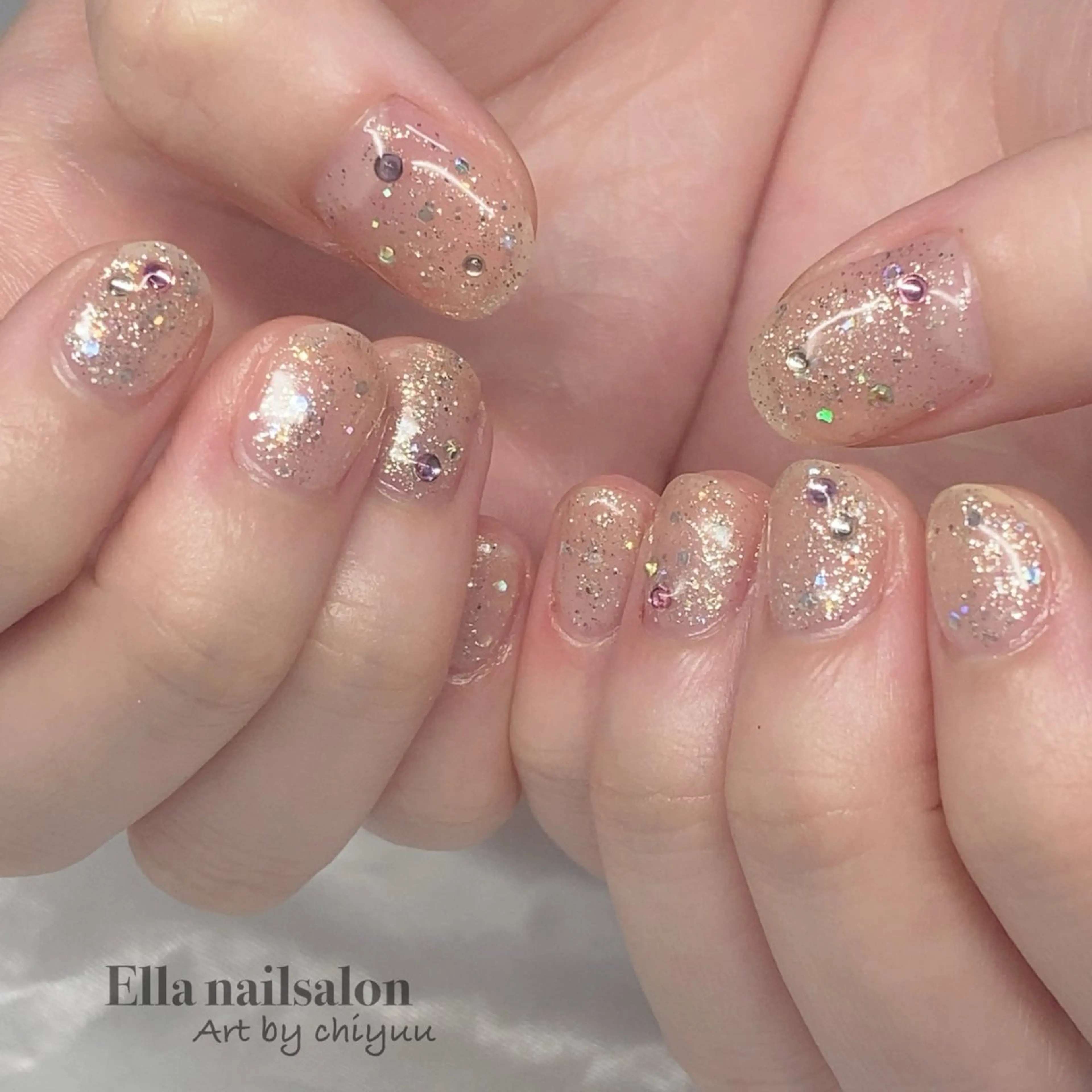 ネイル ストーンネイル ハンドネイル フットネイル Ella nail ちゆうのネイルデザイン