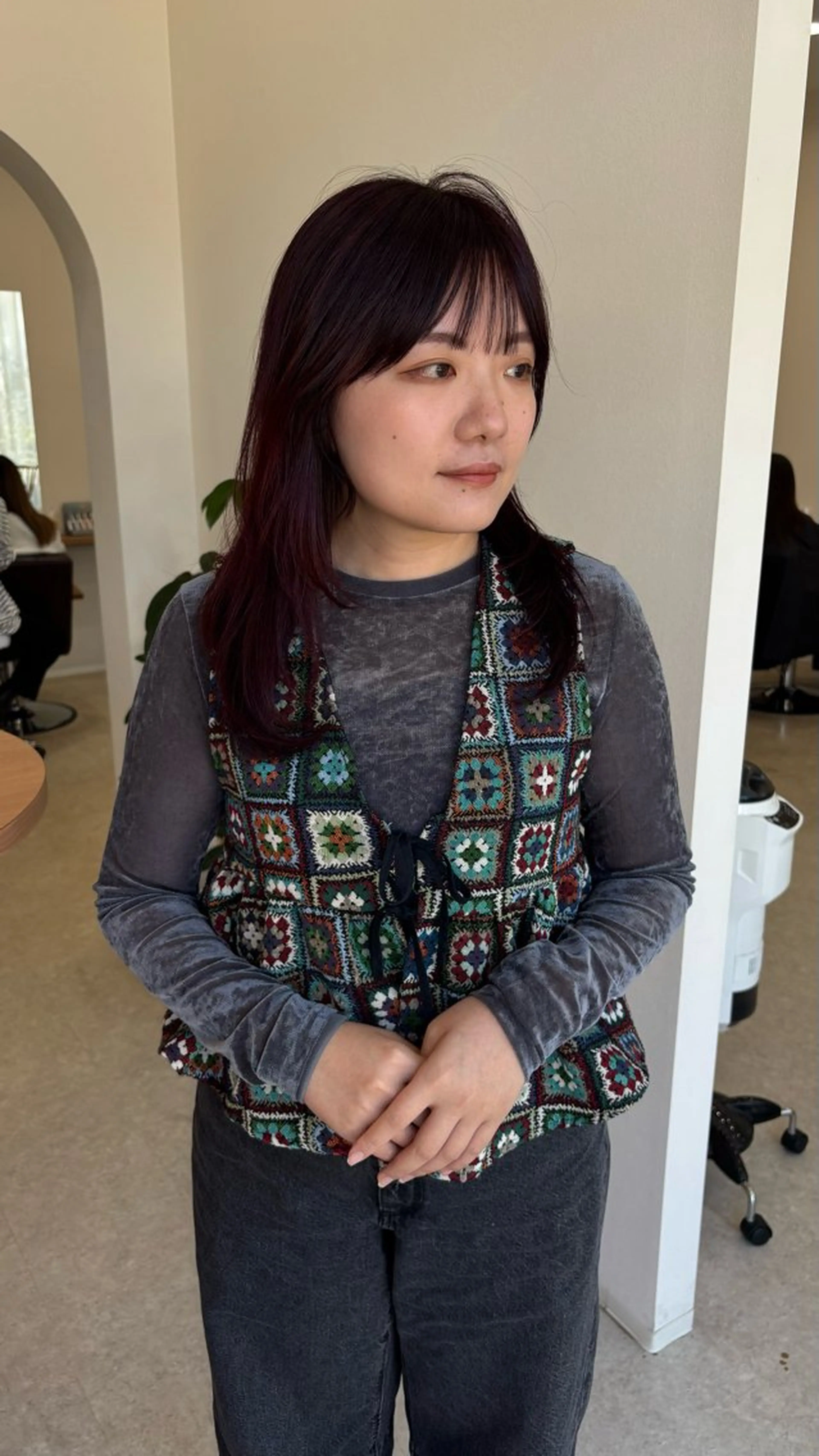 ロング カラー ヘアアレンジ カット ヘアカラー トリートメント 能勢 莉里花のヘアスタイル