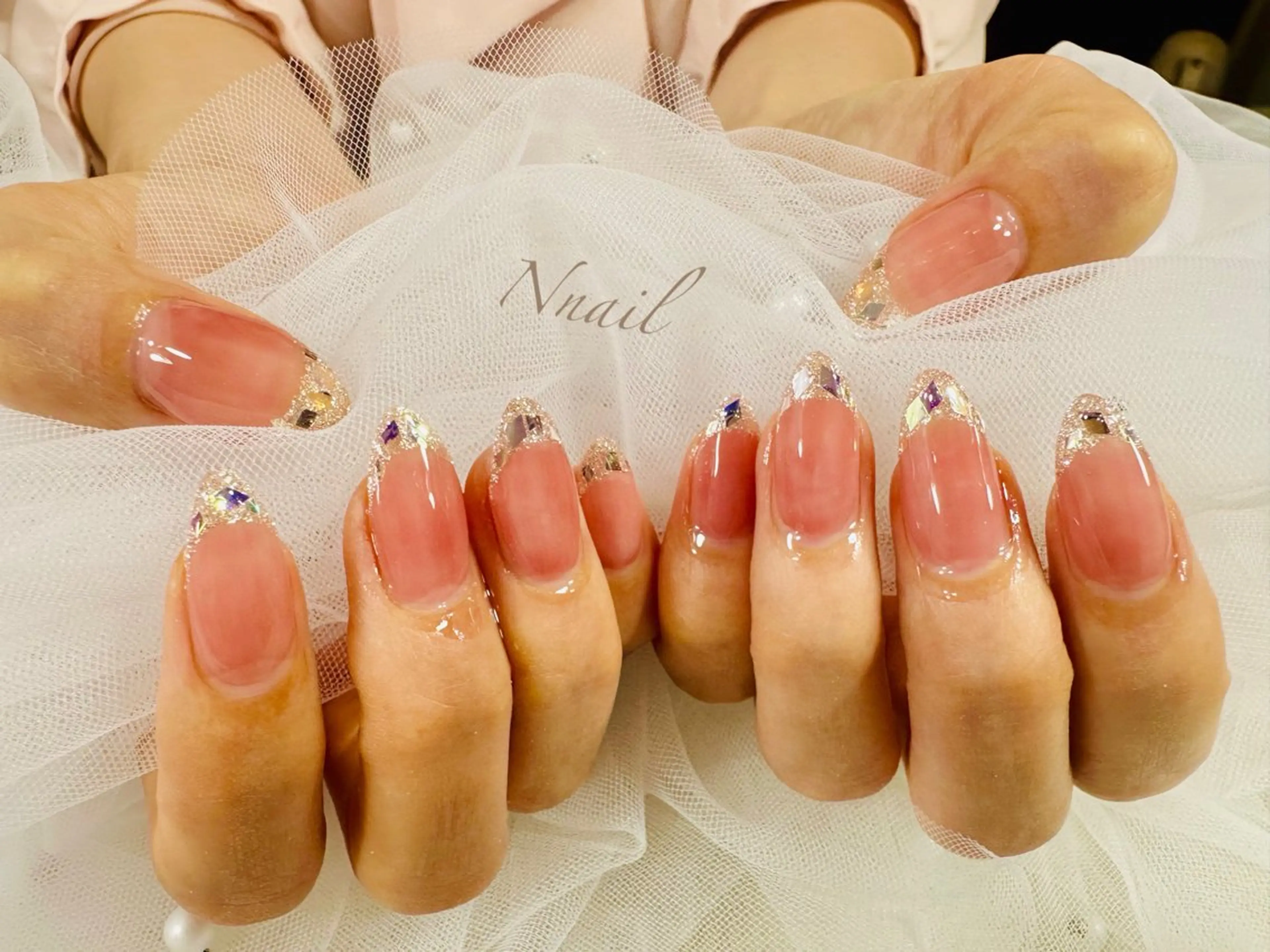 ネイル フレンチネイル ガラスフレンチ 韓国ネイル 夏ネイル ワンホンネイル ハンドネイル 🌿Nnail🌿 プライベートサロンのネイルデザイン