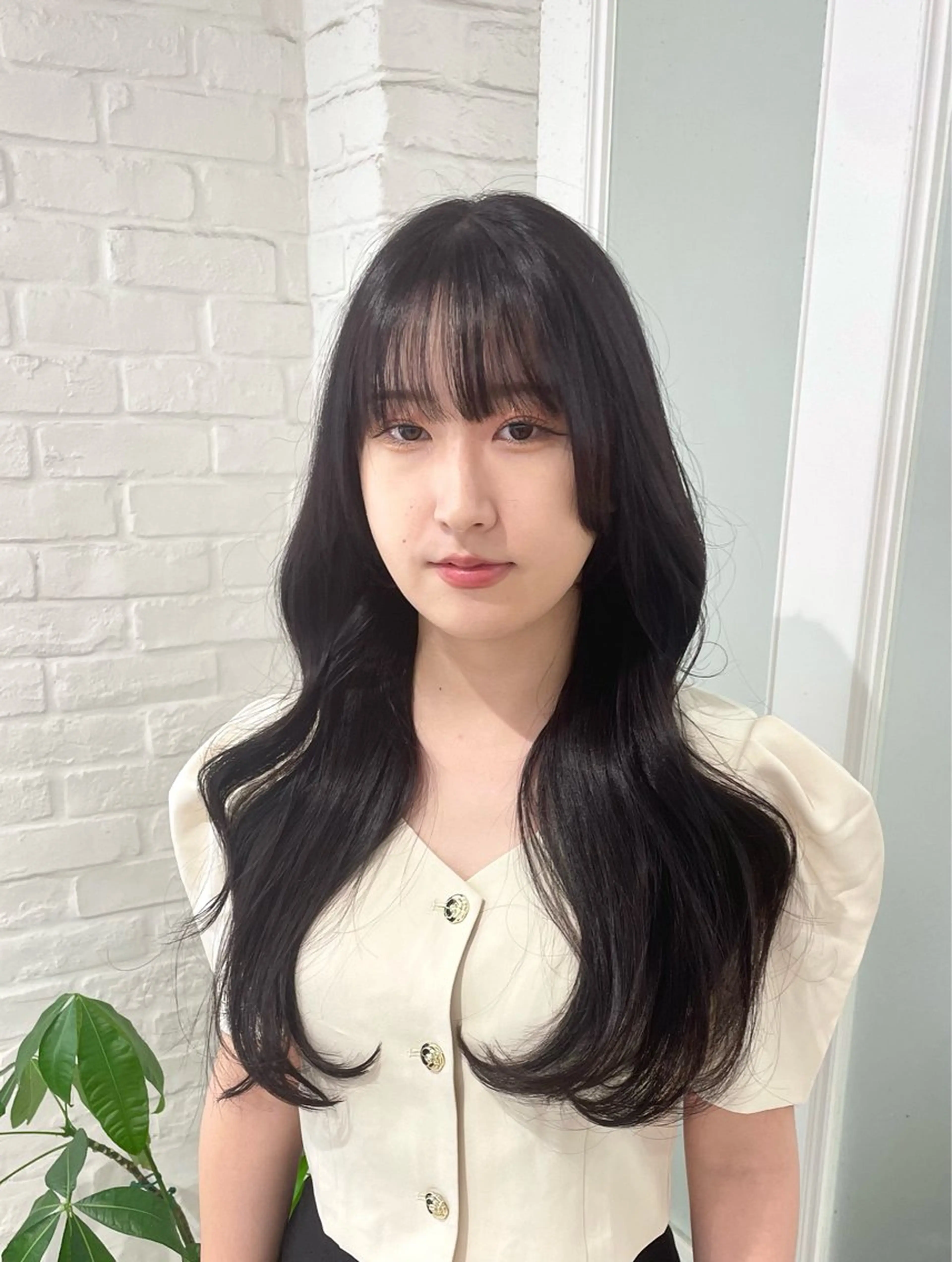 ロング 顔まわりレイヤー 姫カット 韓国風ヘア レイヤーカット ロング 🧸SAKI🎀 韓国レイヤーのヘアスタイル