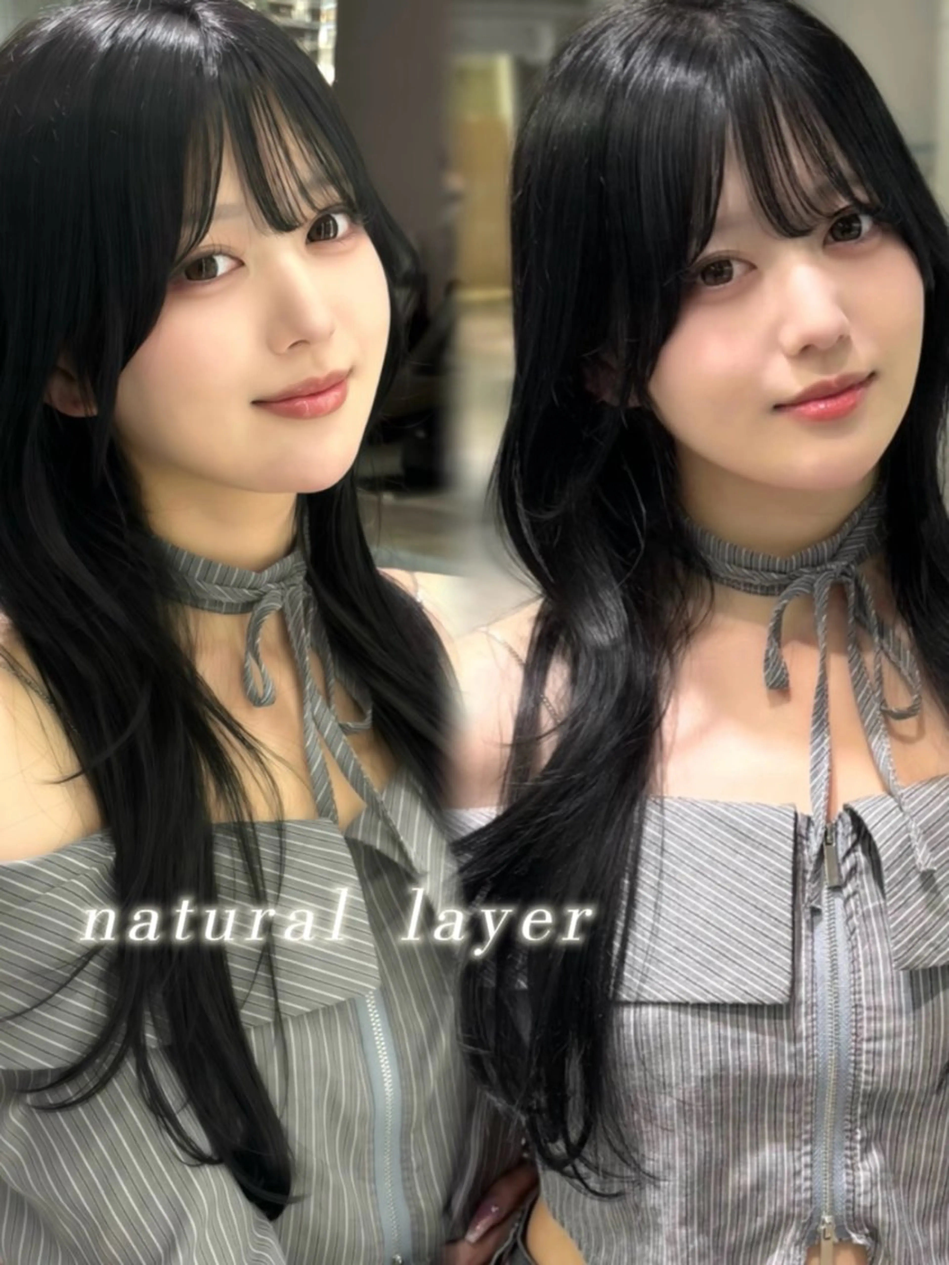 ロング カラー 透明感カラー 韓国風ヘア レイヤーカット ロング 小顔カット カット ヘアカラー 名古屋/中顔面短縮 ✨/小顔ハイレイヤーのヘアスタイル