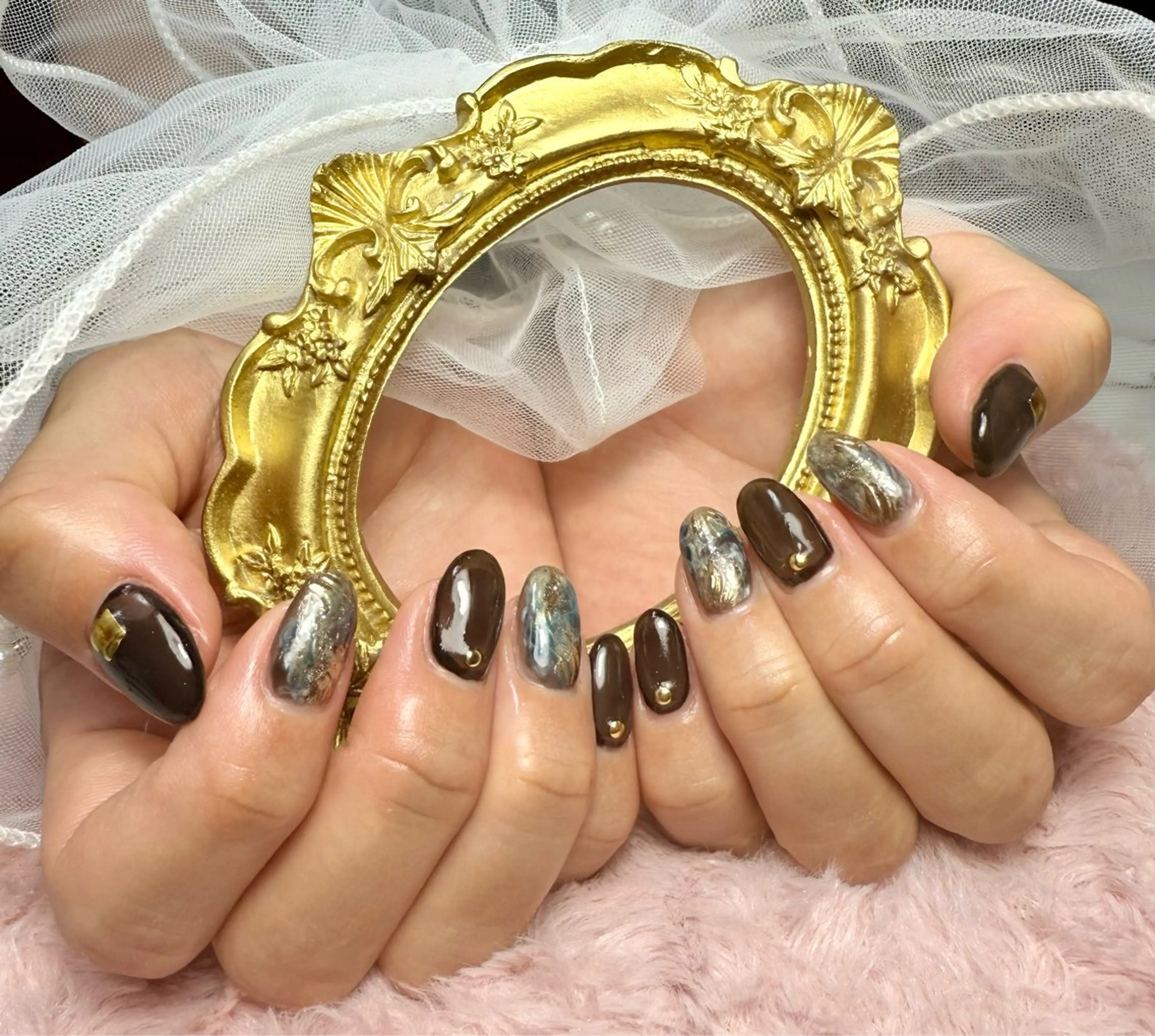 ネイル アニマル柄 アートネイル チークネイル 氷ネイル・うるうるネイル キラキラネイル Mai’s nailのネイルデザイン