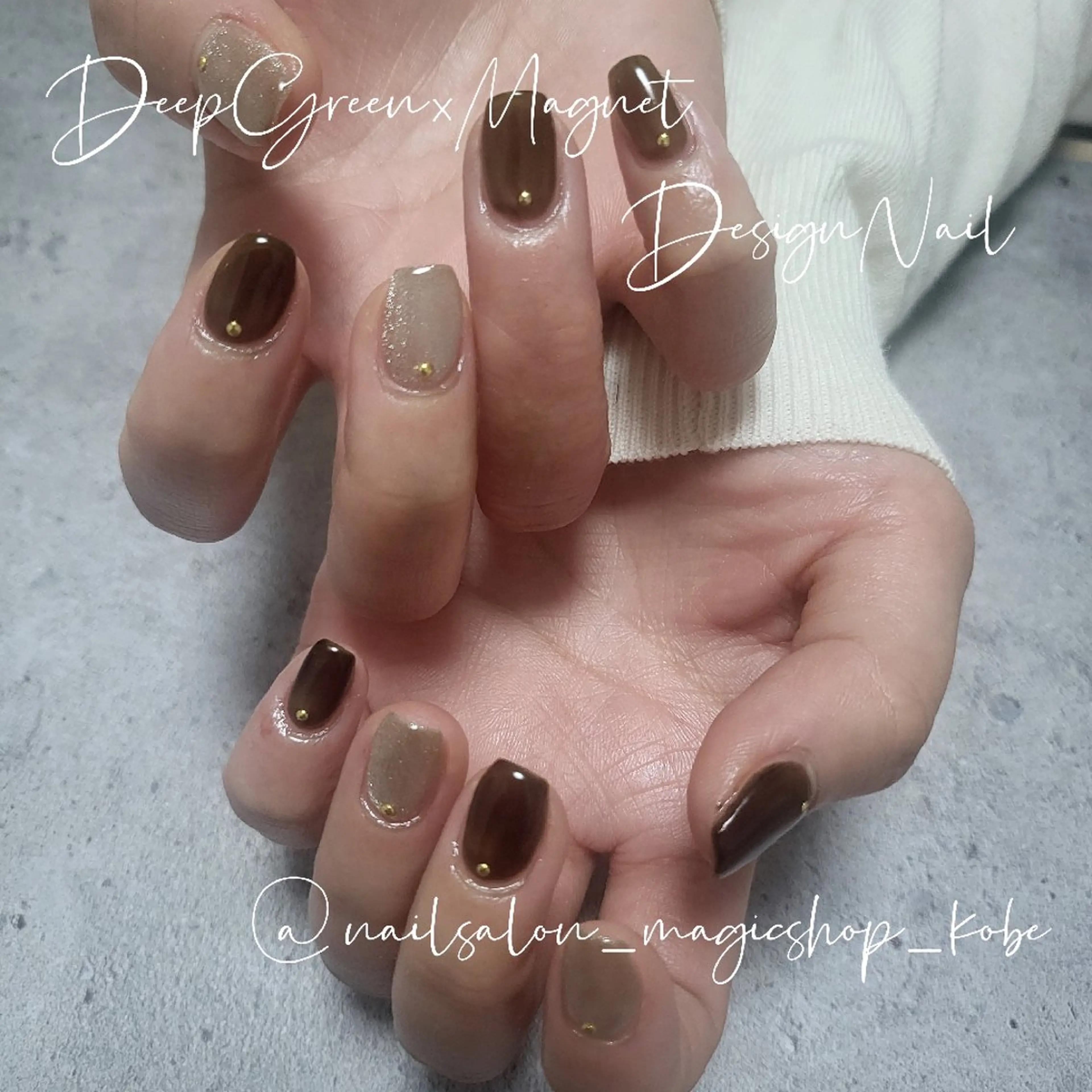 ネイル ジェルネイル ゴールド マグネットネイル ソフトジェル ハンドネイル Nailsalon MagicShopのネイルデザイン