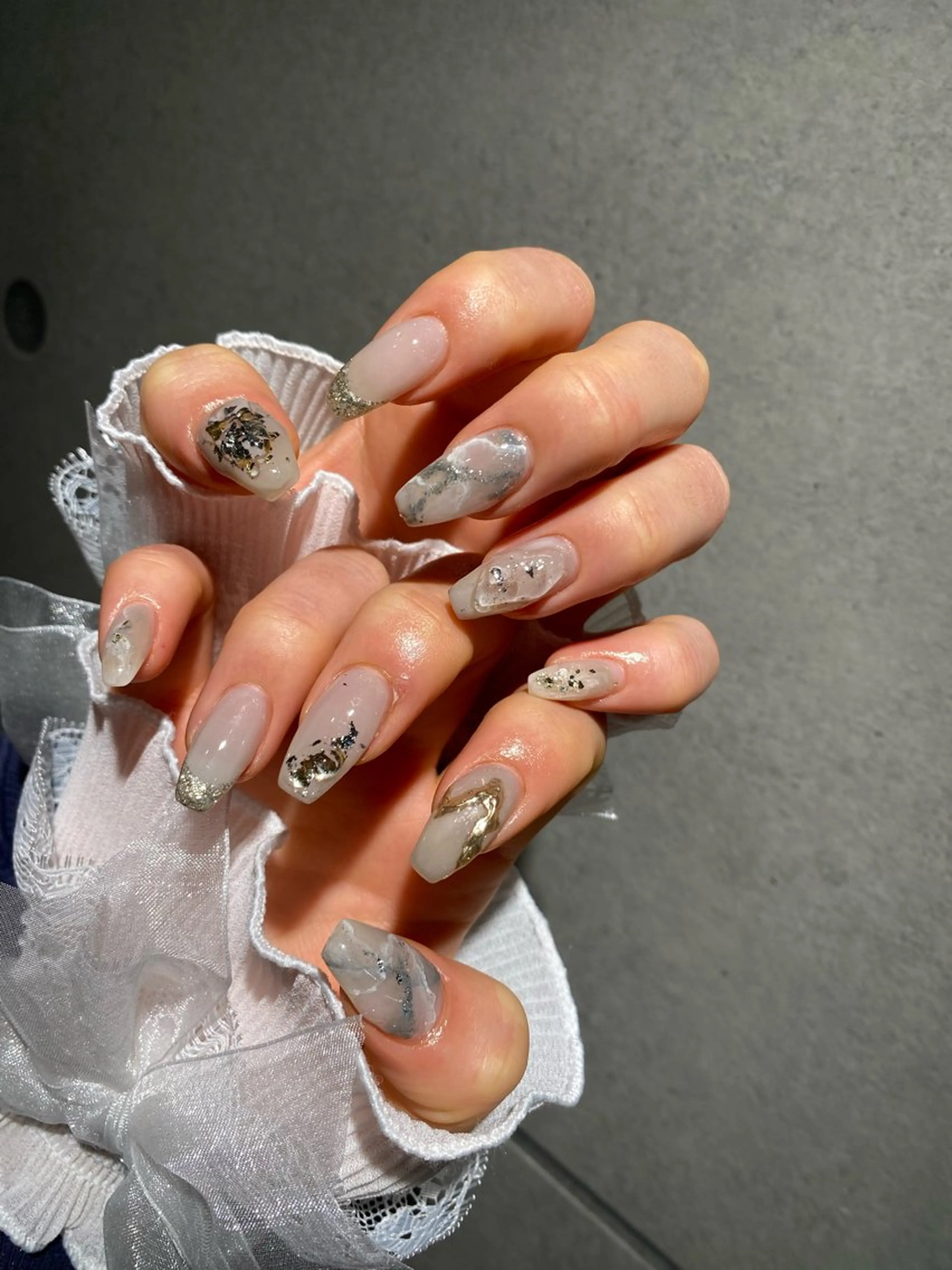 ネイル I-nailロング /ワンホン/キラキラのネイルデザイン