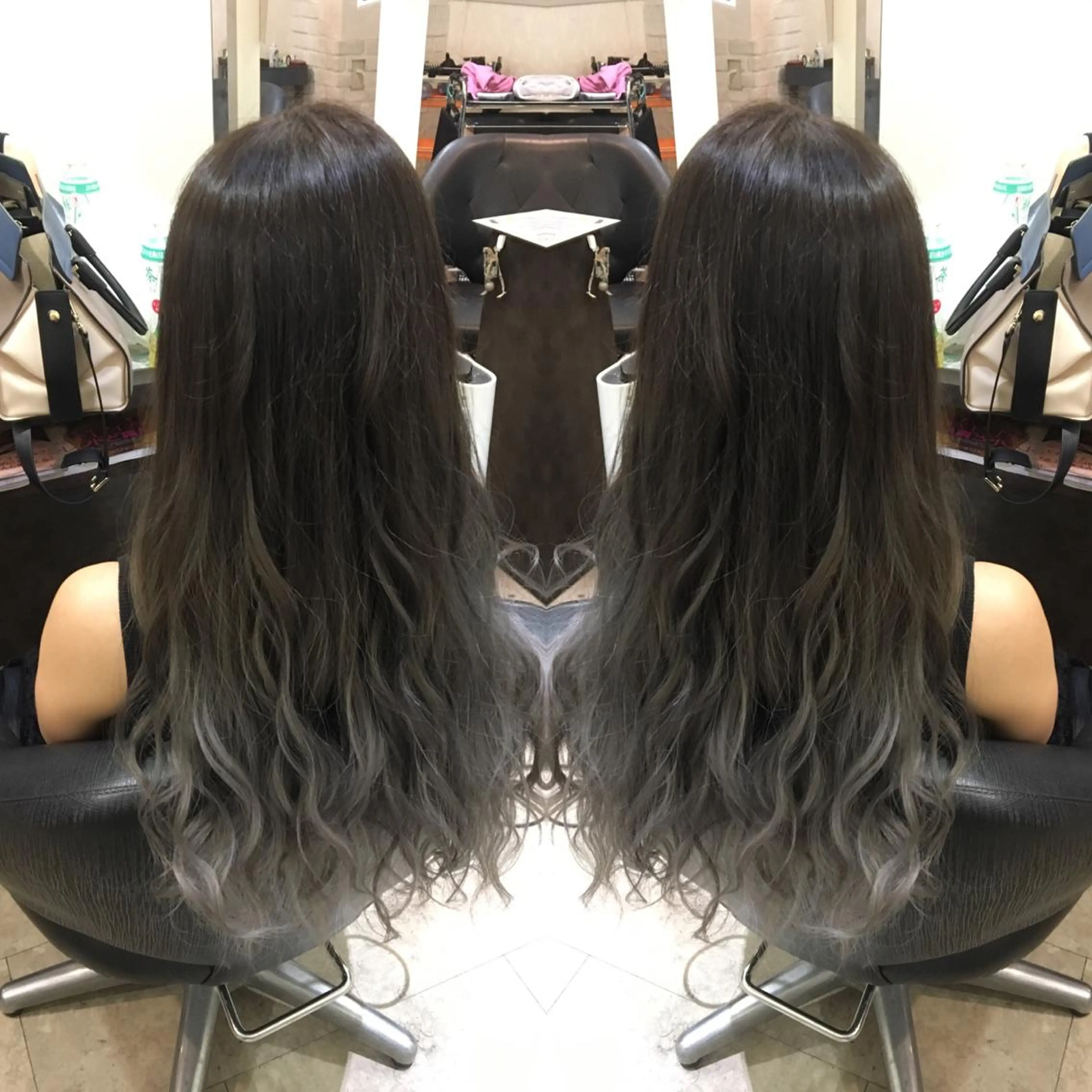 ロング カラー グラデーションカラー グレージュ ヘアカラー トリートメント 💓シールエクステ ルミエールのヘアスタイル