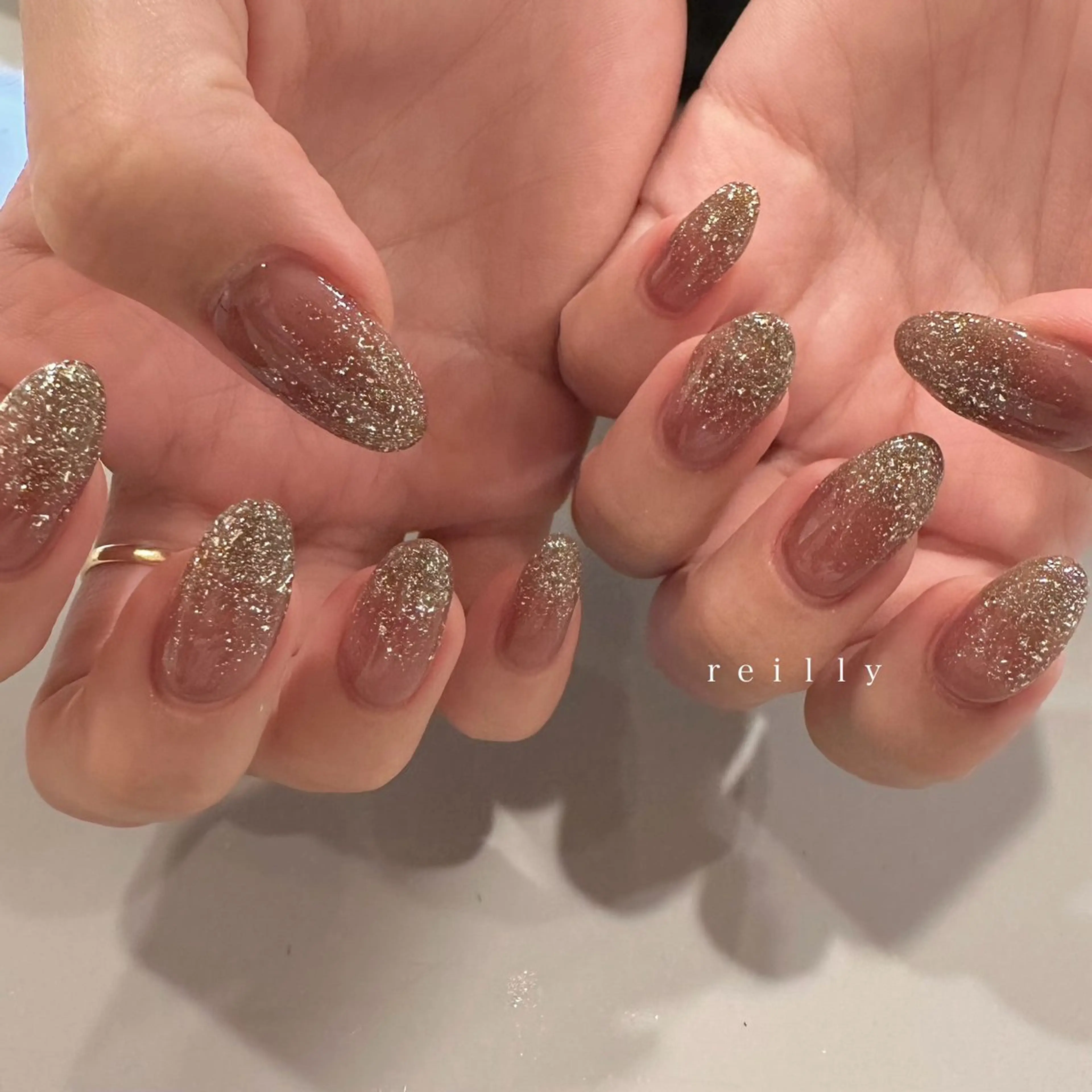 ネイル フラッシュネイル 韓国ネイル ラメ(グリッター) オフィスネイル シンプルネイル ハンドネイル Reillynail みさきのネイルデザイン